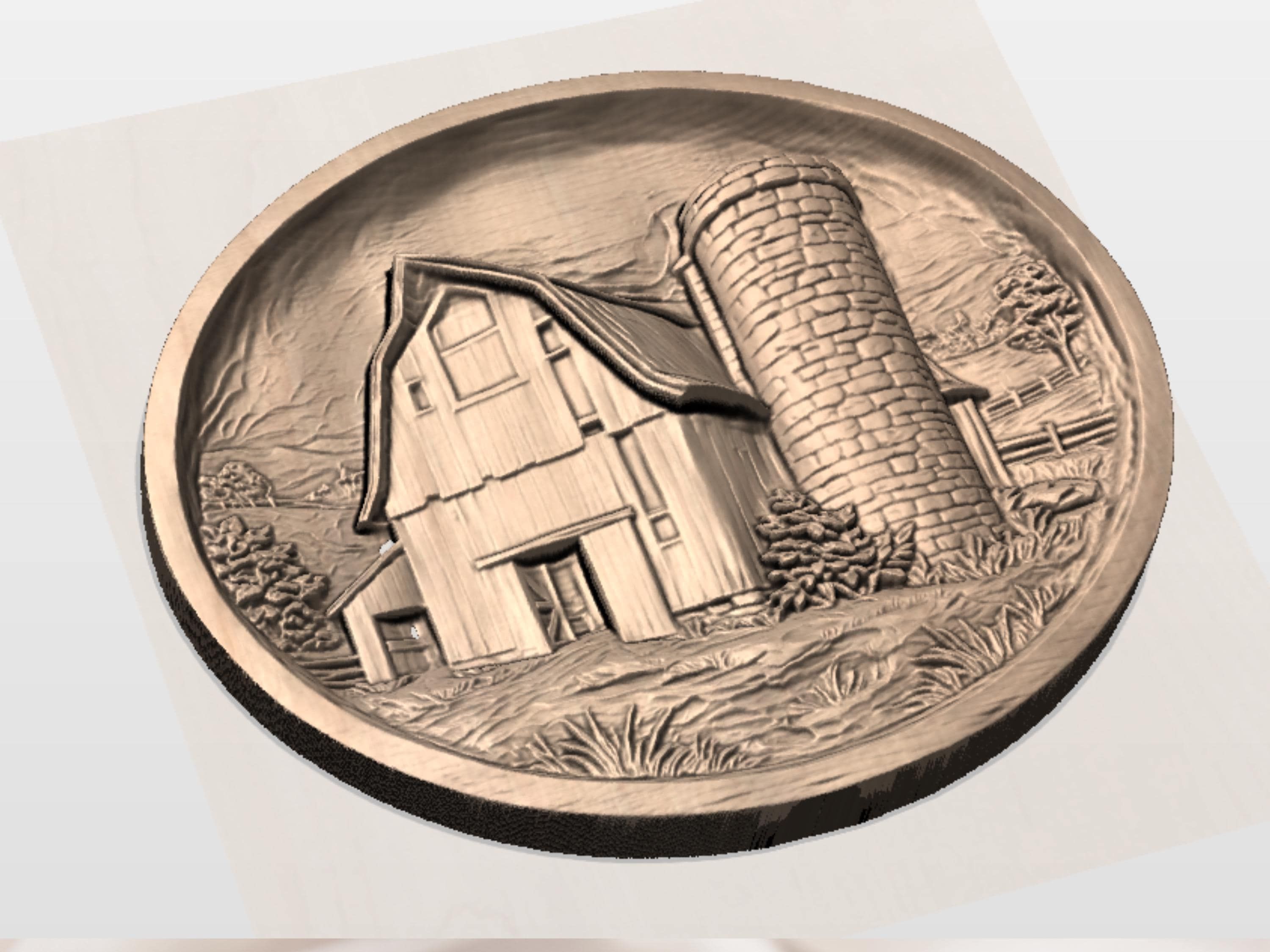Rustic Barn and Silo Bas Relief Wall Art bas-relief STL — view 3