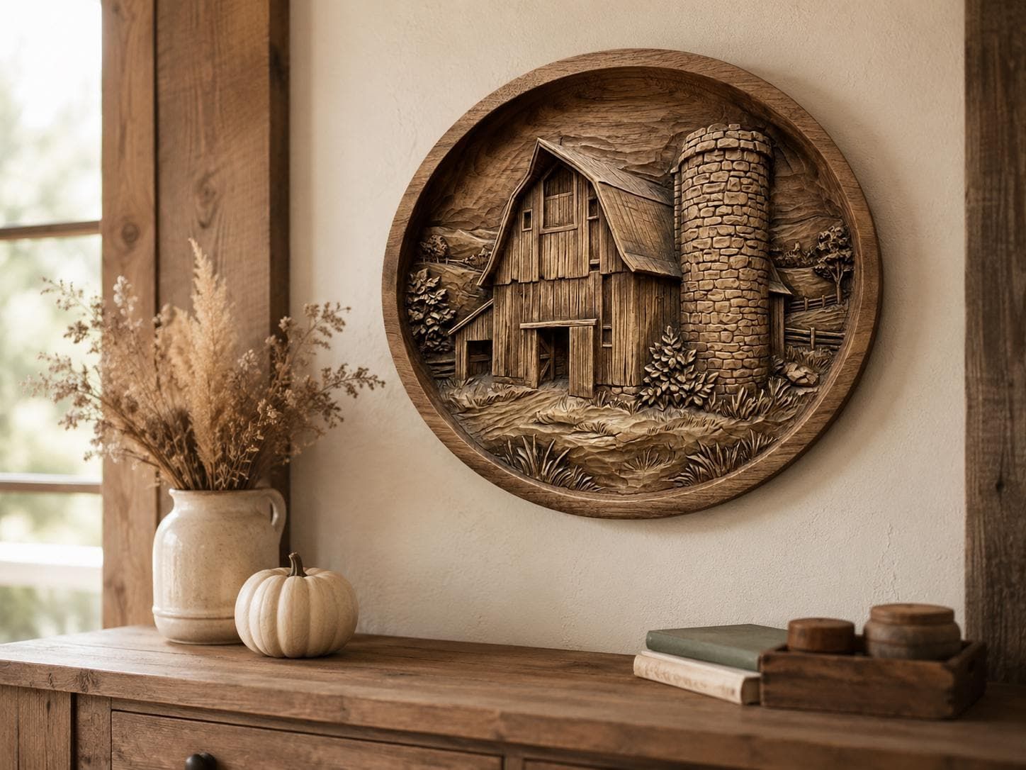 Rustic Barn and Silo Bas Relief Wall Art bas-relief STL — view 6