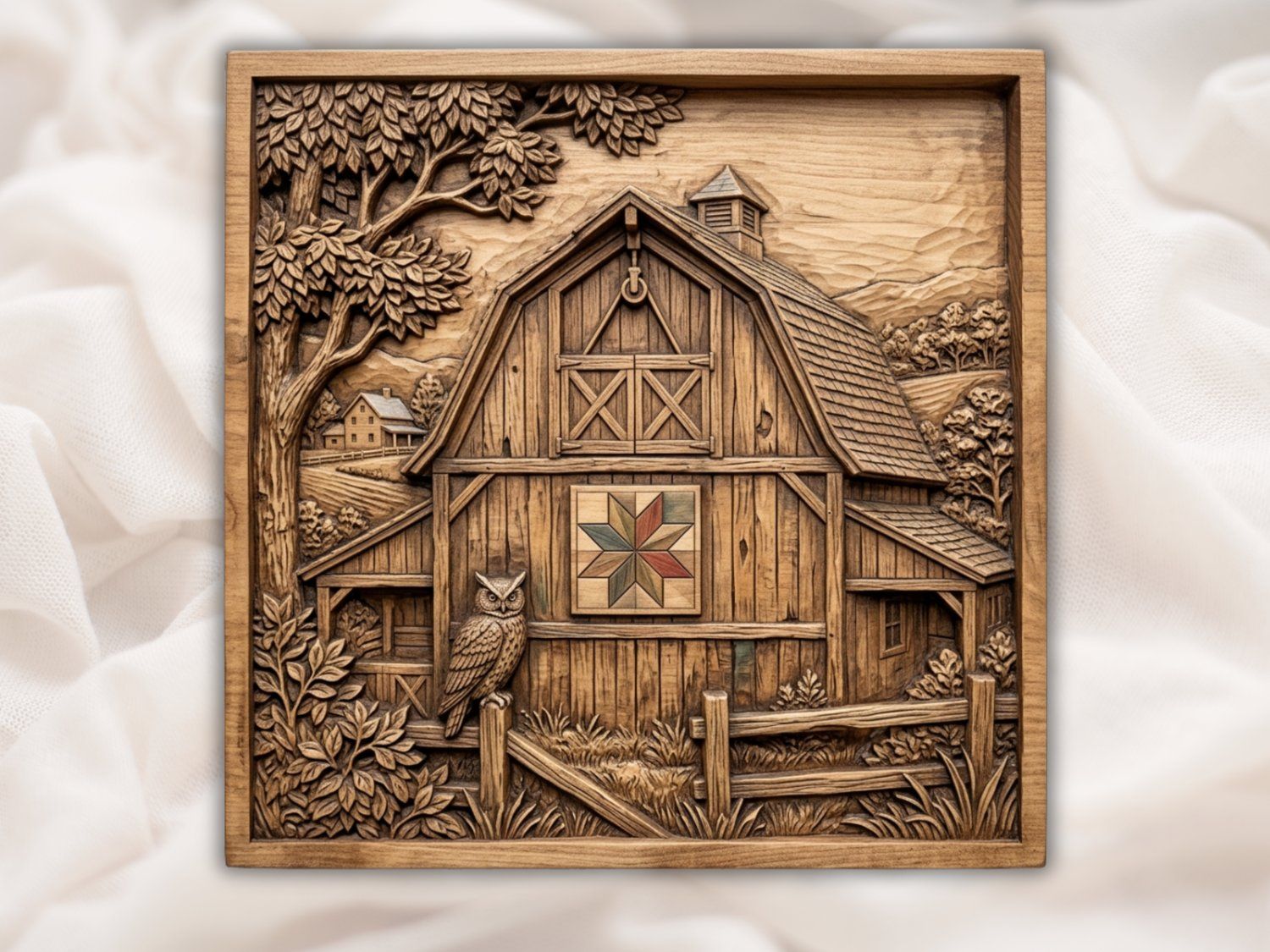 Rustic Barn Heritage Wall Art bas-relief STL — view 2