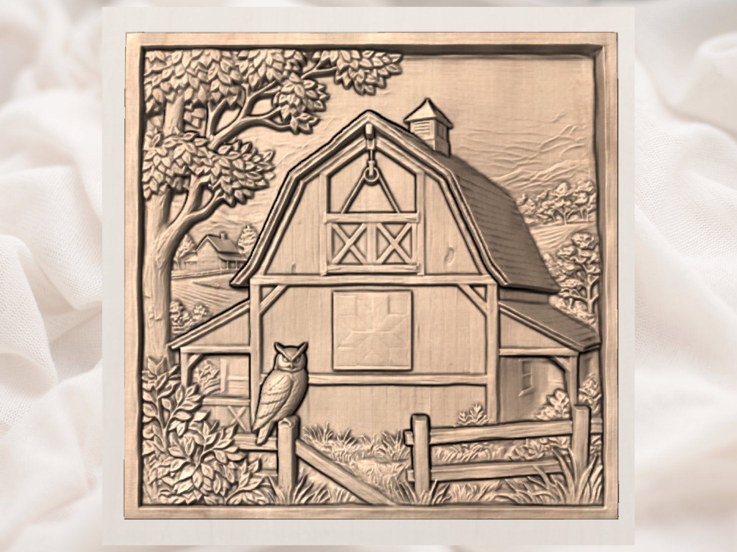 Rustic Barn Heritage Wall Art bas-relief STL — view 3