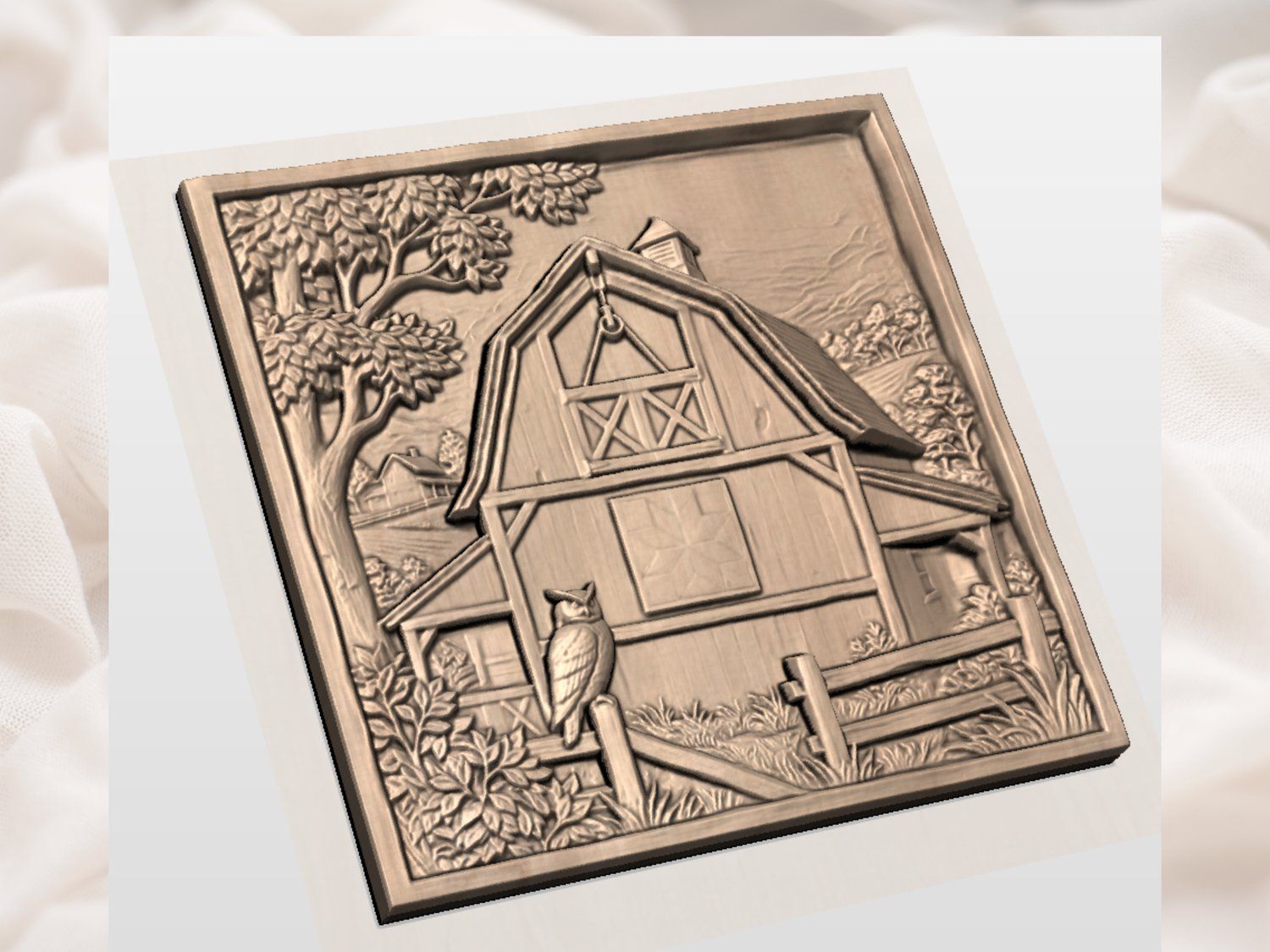 Rustic Barn Heritage Wall Art bas-relief STL — view 4