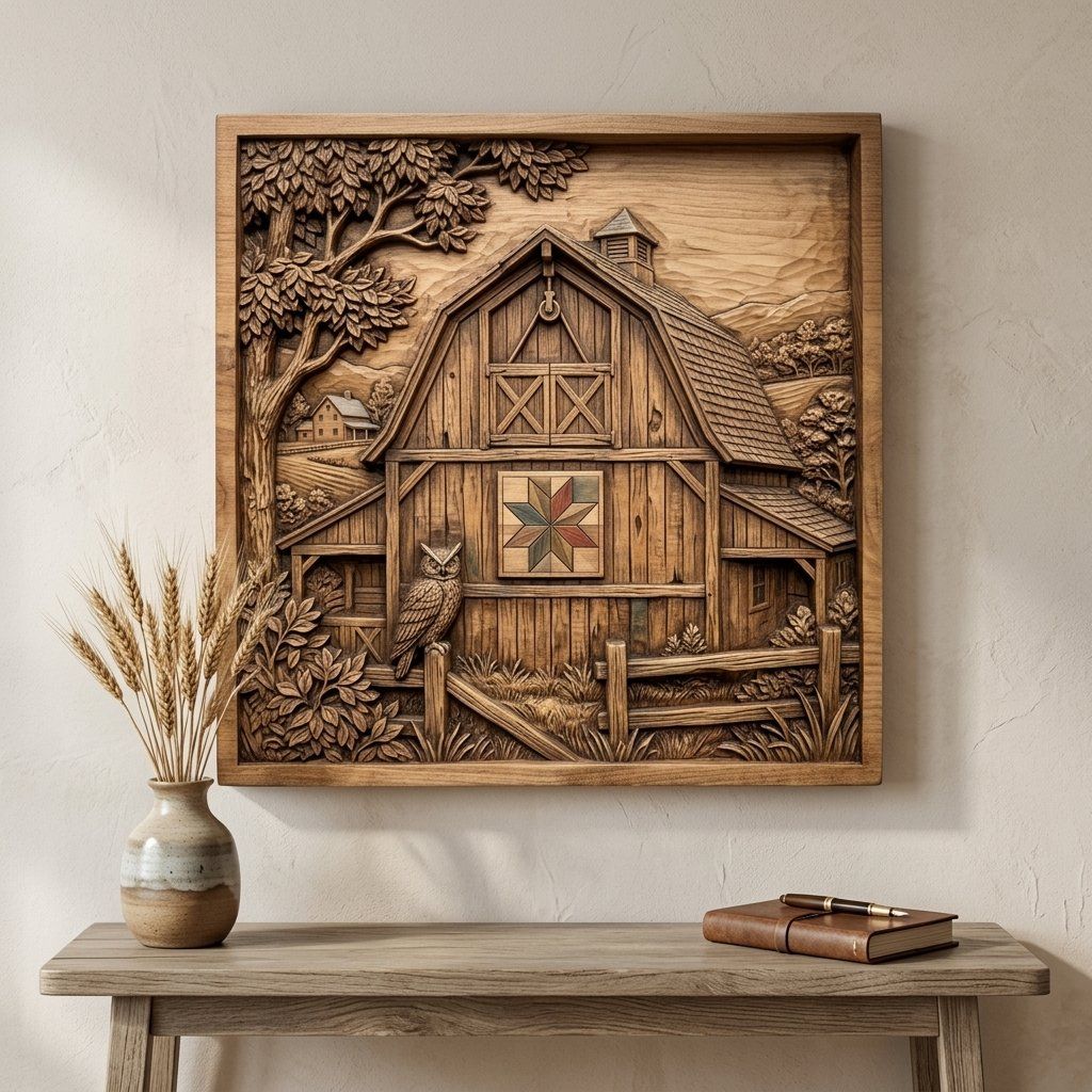Rustic Barn Heritage Wall Art bas-relief STL — view 6