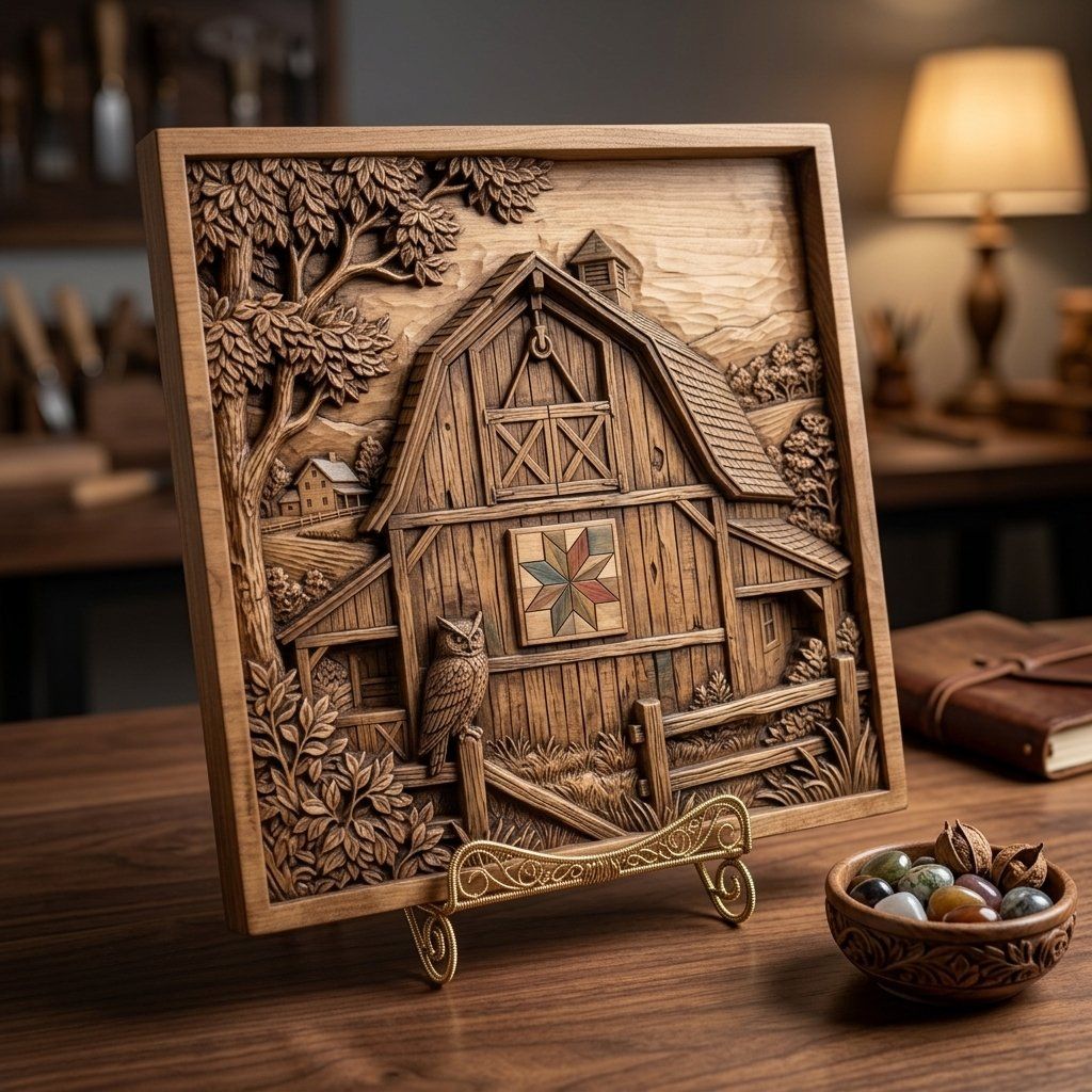 Rustic Barn Heritage Wall Art bas-relief STL — view 7