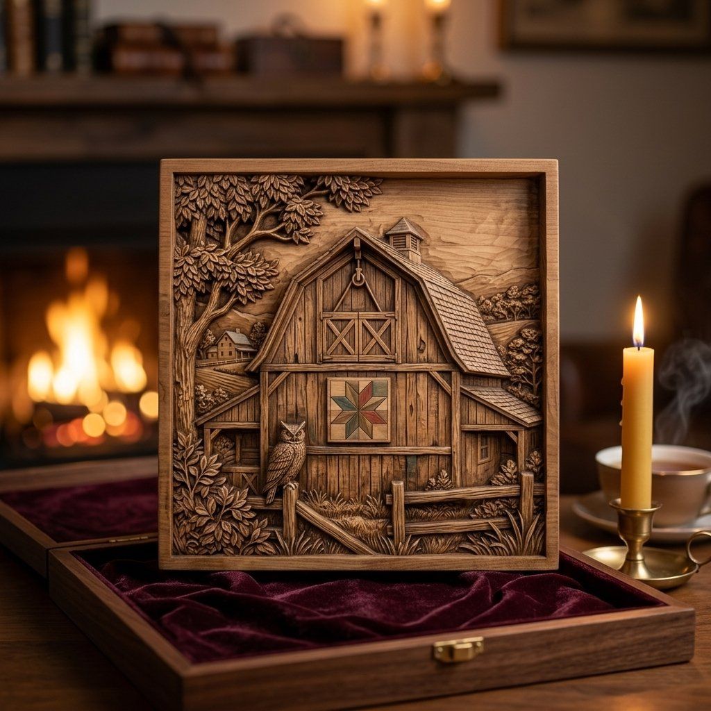 Rustic Barn Heritage Wall Art bas-relief STL — view 9