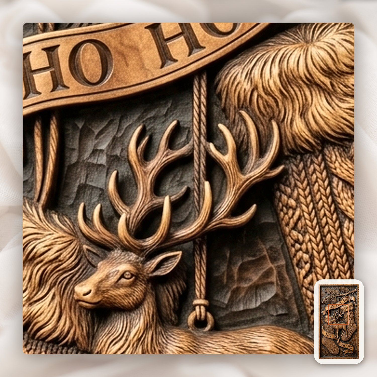 Rustic Christmas Stockings Reindeer CNC Relief STL bas-relief STL — view 10