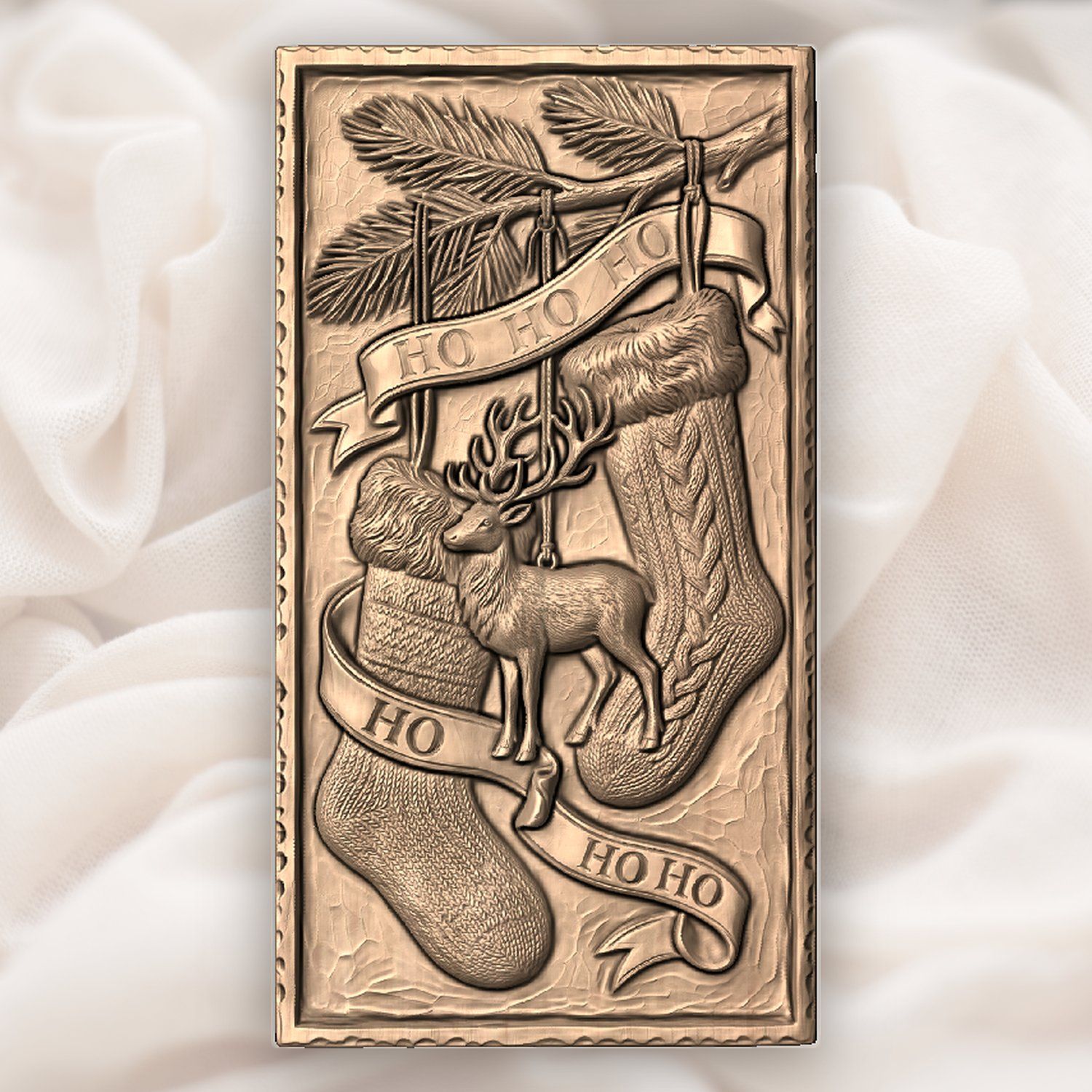 Rustic Christmas Stockings Reindeer CNC Relief STL bas-relief STL — view 2