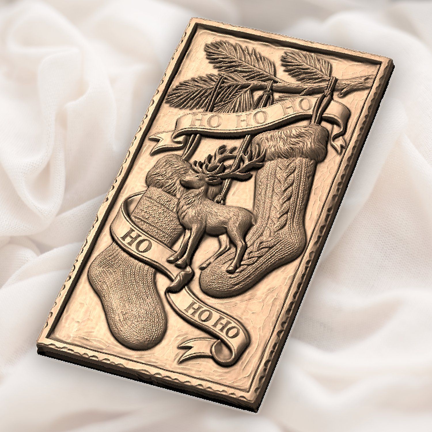 Rustic Christmas Stockings Reindeer CNC Relief STL bas-relief STL — view 3