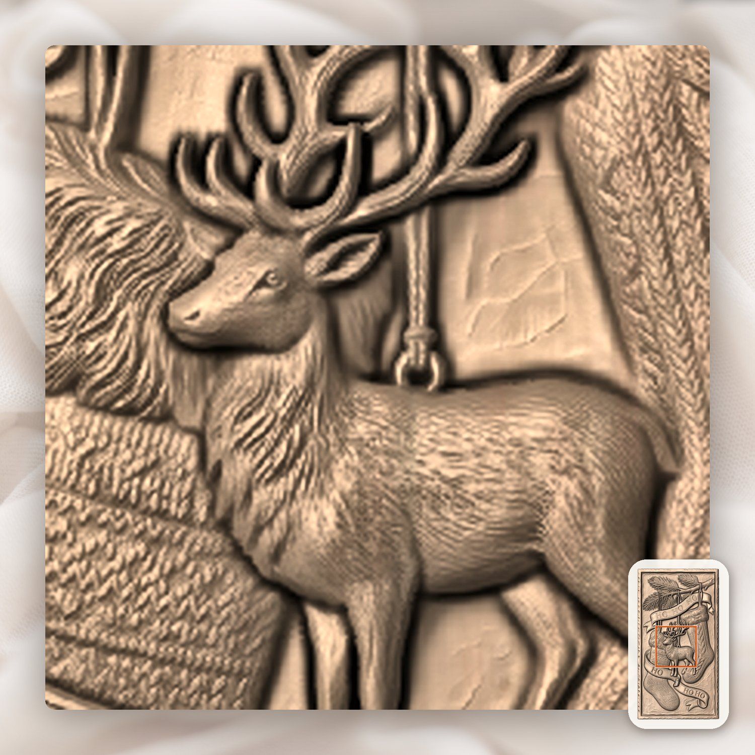 Rustic Christmas Stockings Reindeer CNC Relief STL bas-relief STL — view 6