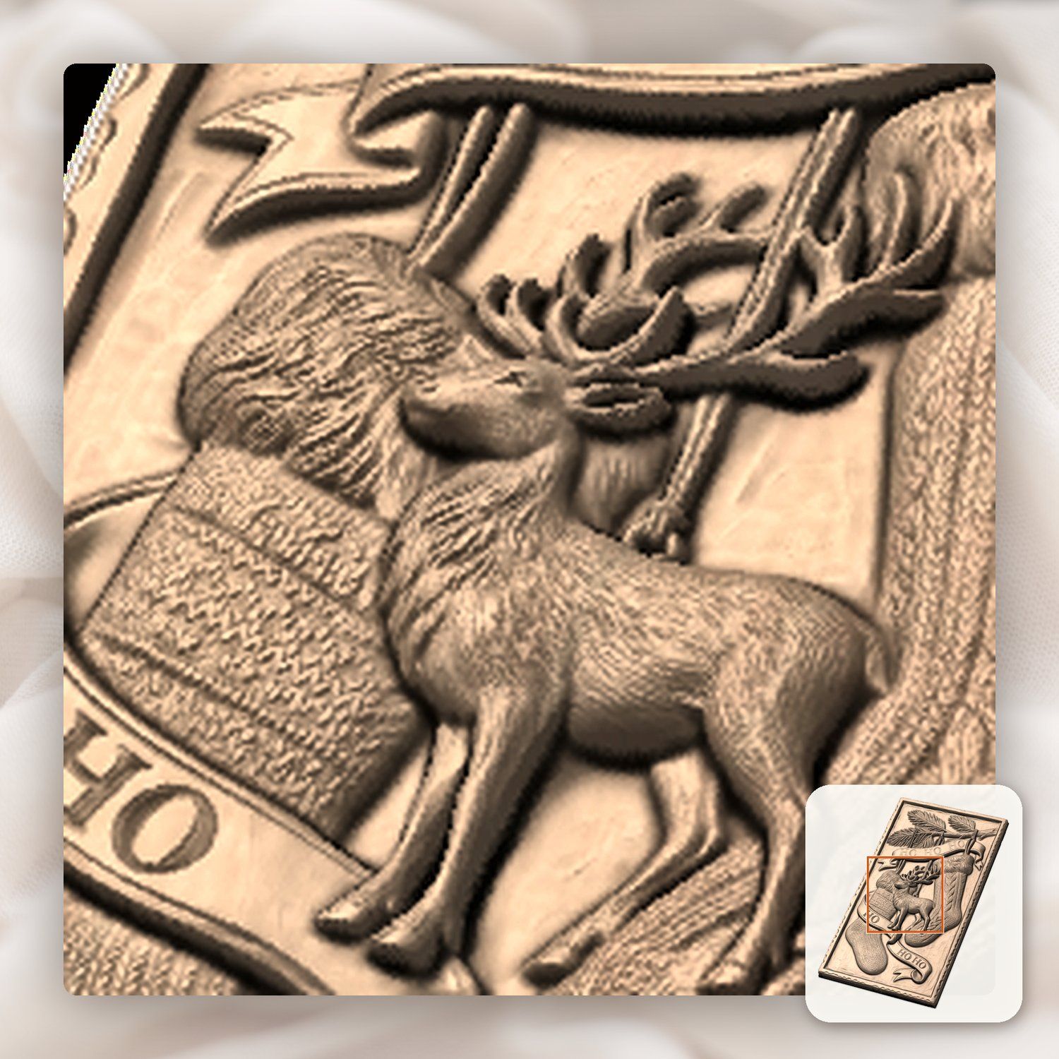Rustic Christmas Stockings Reindeer CNC Relief STL bas-relief STL — view 7