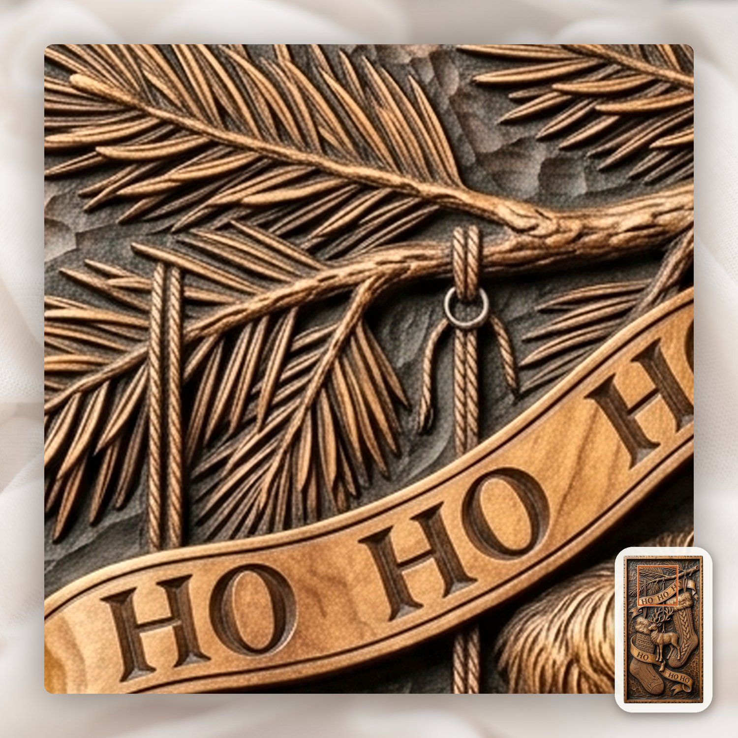 Rustic Christmas Stockings Reindeer CNC Relief STL bas-relief STL — view 9