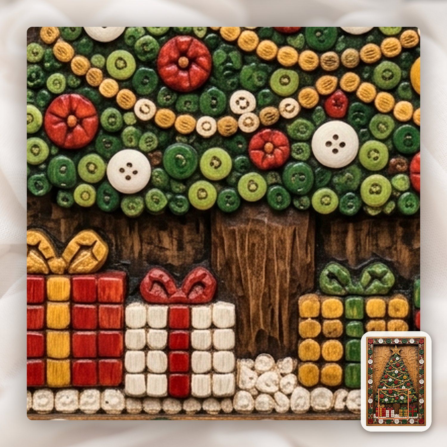 Rustic Christmas Tree Button Art CNC Relief STL bas-relief STL — view 12