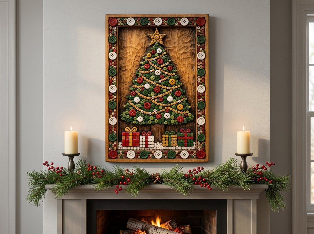 Rustic Christmas Tree Button Art CNC Relief STL bas-relief STL — view 13