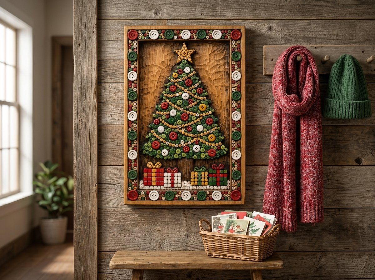 Rustic Christmas Tree Button Art CNC Relief STL bas-relief STL — view 14