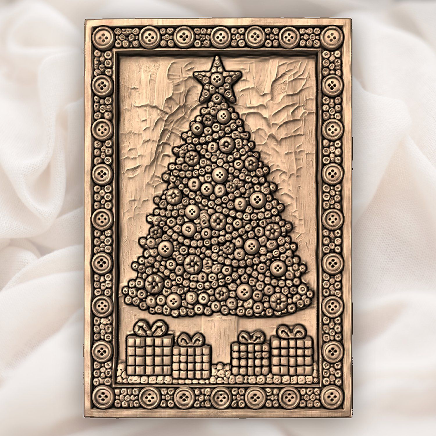 Rustic Christmas Tree Button Art CNC Relief STL bas-relief STL — view 5