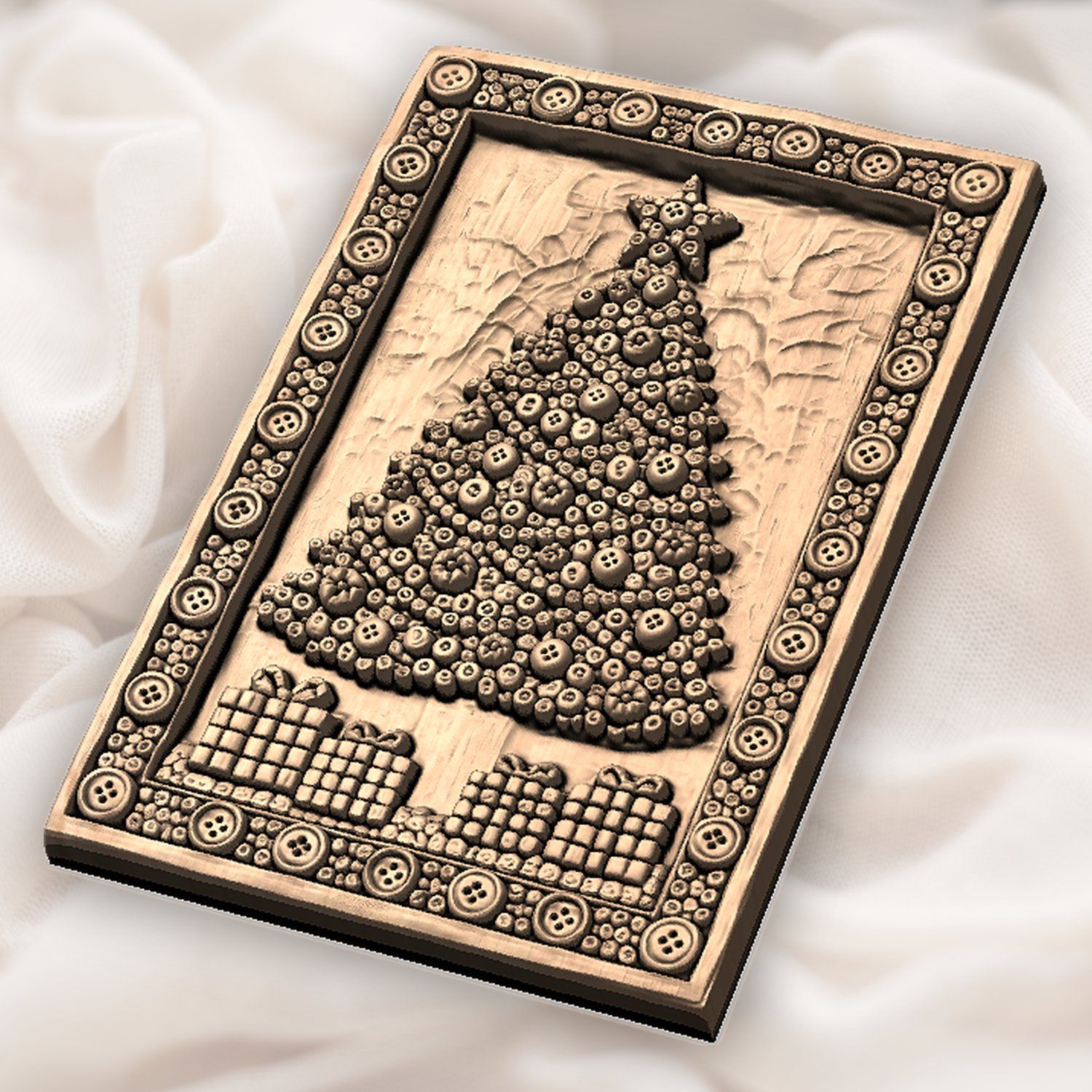 Rustic Christmas Tree Button Art CNC Relief STL bas-relief STL — view 6