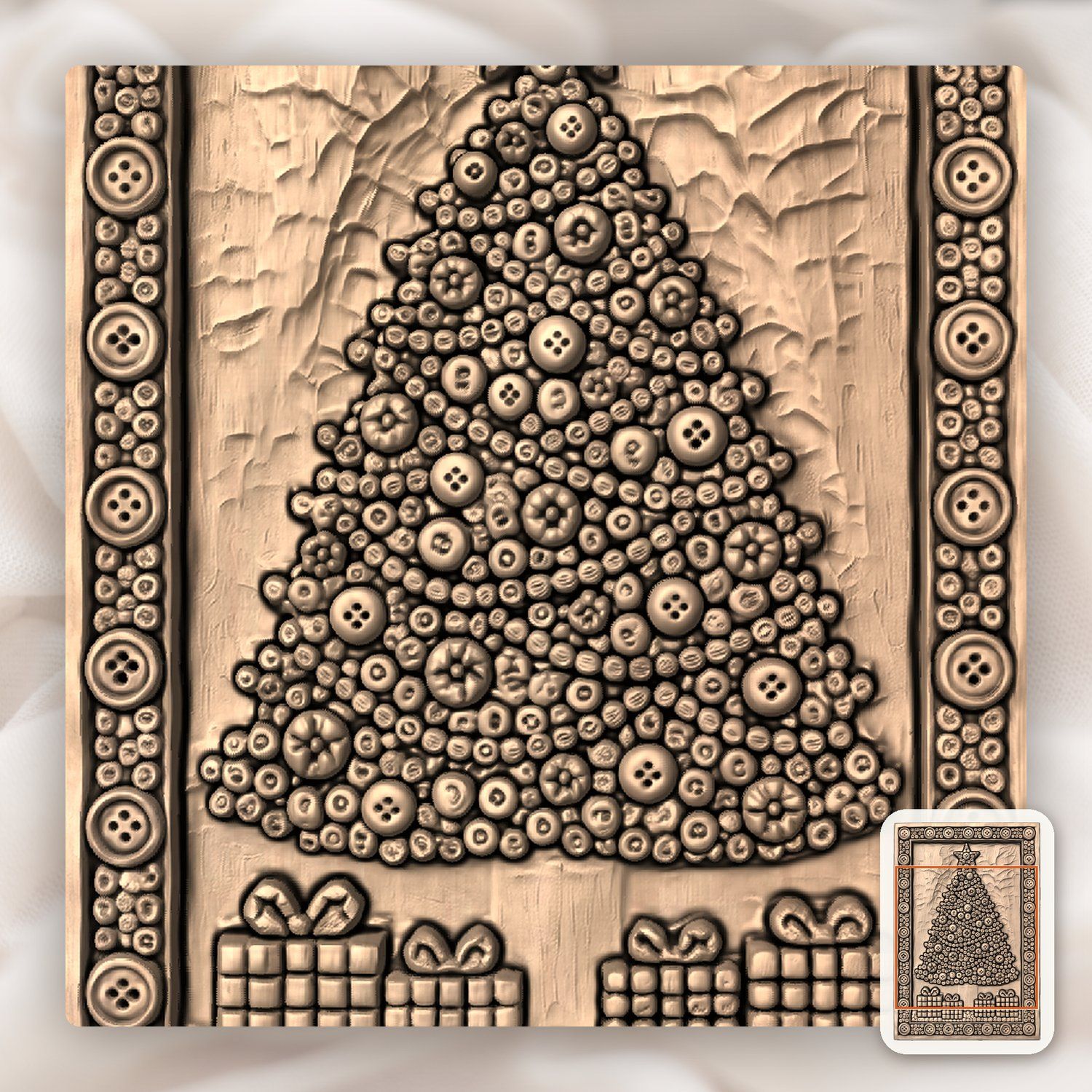 Rustic Christmas Tree Button Art CNC Relief STL bas-relief STL — view 7