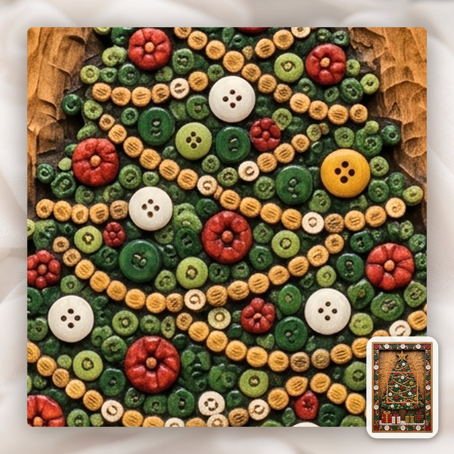 Rustic Christmas Tree Button Art CNC Relief STL bas-relief STL — view 11