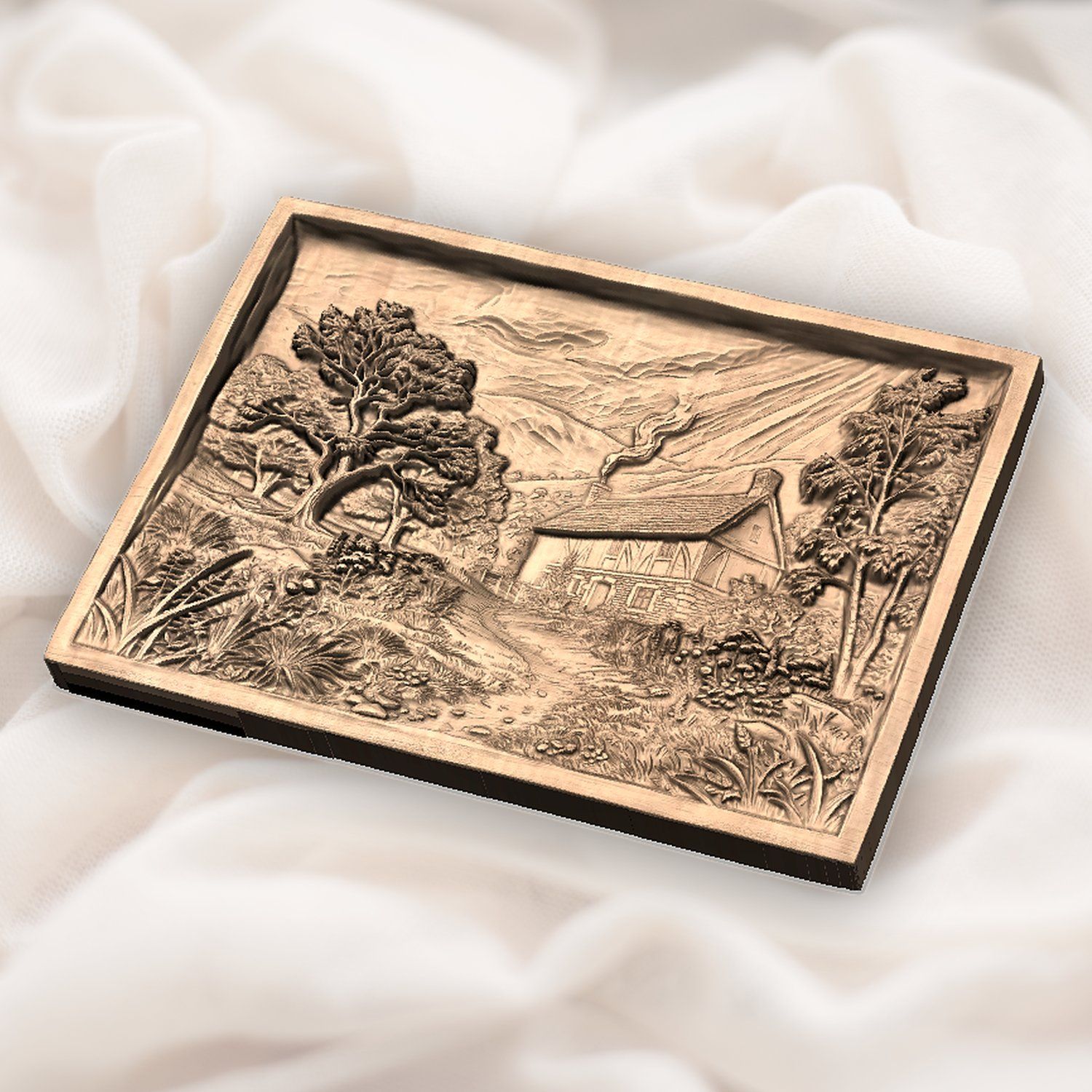 Rustic Country Cottage Scene CNC Relief STL bas-relief STL — view 4