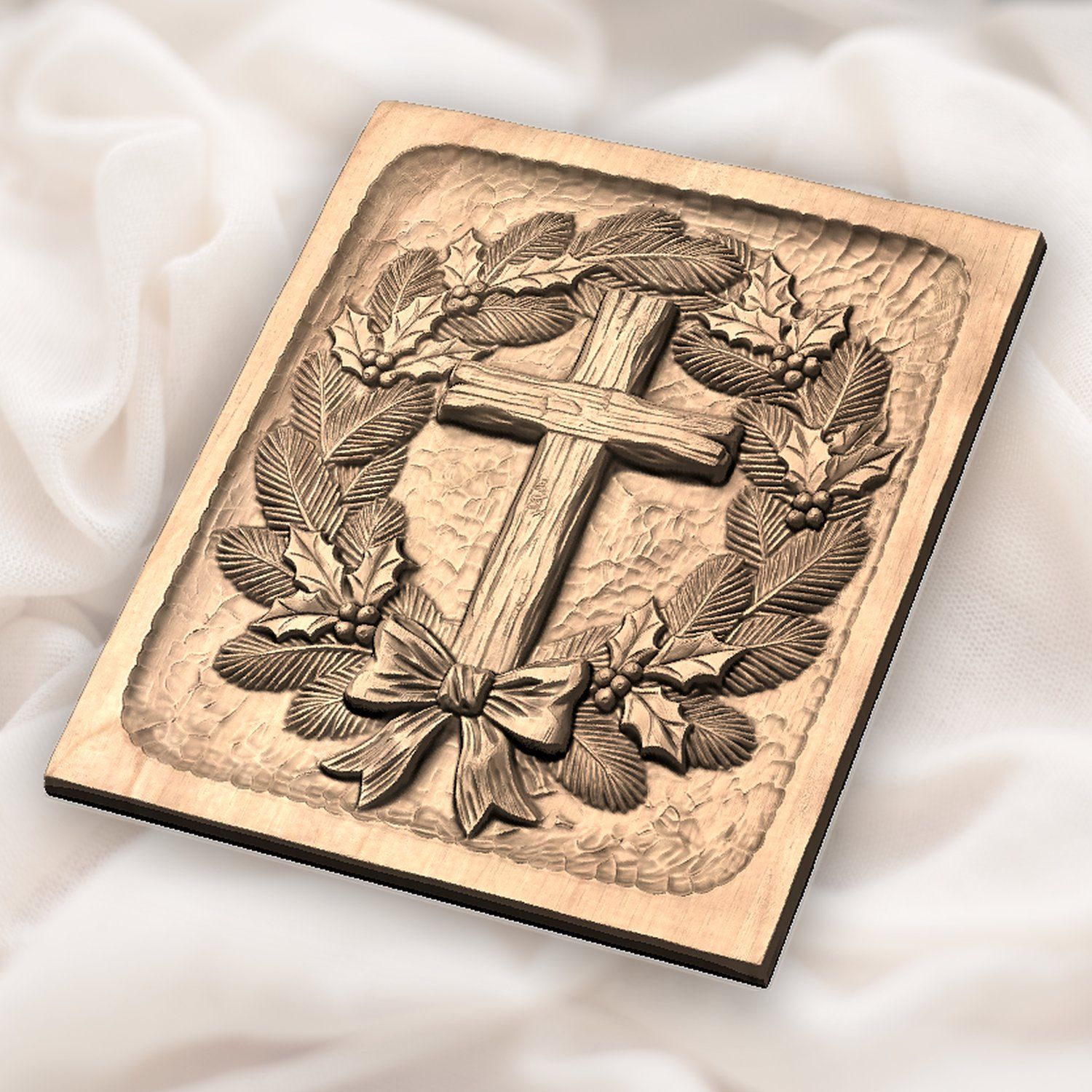 Rustic Cross Wreath CNC Relief STL bas-relief STL — view 5