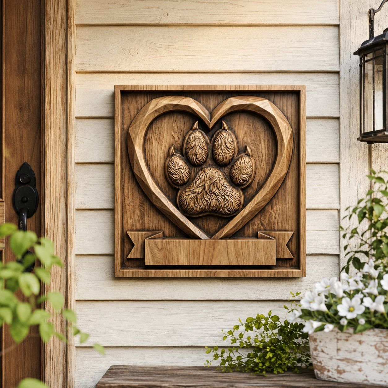 Rustic Dog Paw Heart Memorial CNC Relief STL bas-relief STL — view 8