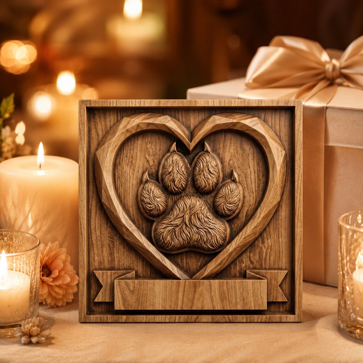 Rustic Dog Paw Heart Memorial CNC Relief STL bas-relief STL — view 9