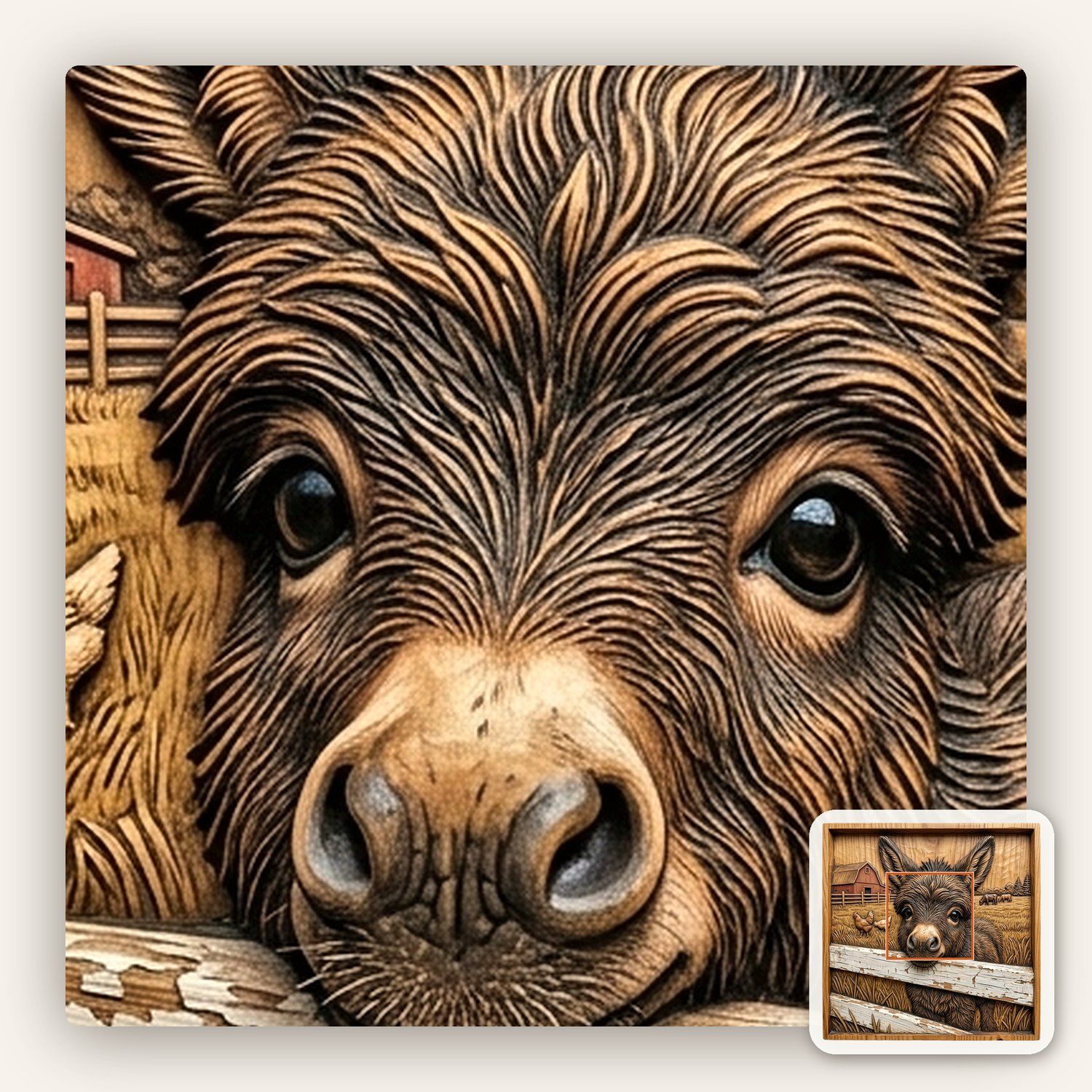 Rustic Farm Donkey CNC Relief STL bas-relief STL — view 11