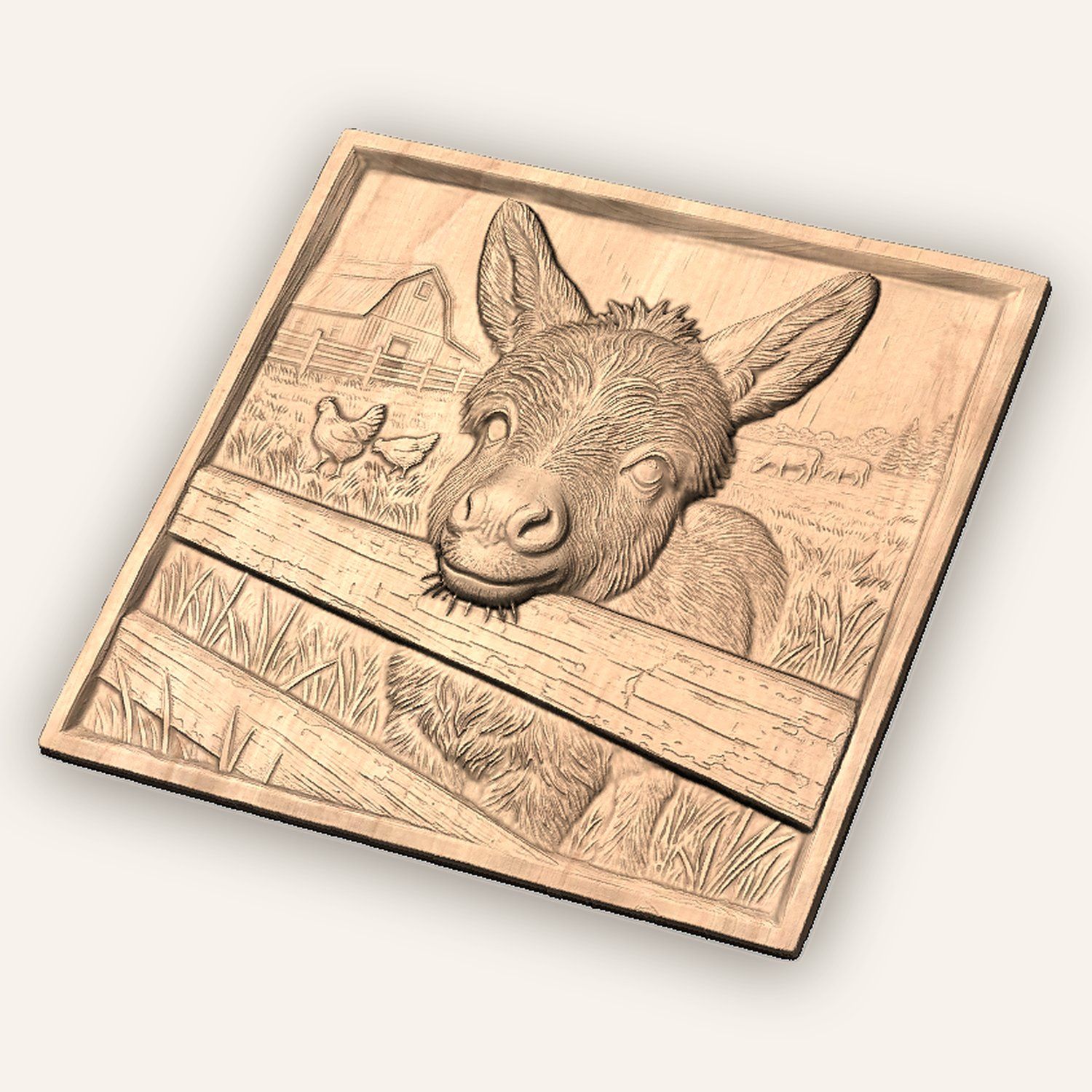 Rustic Farm Donkey CNC Relief STL bas-relief STL — view 5