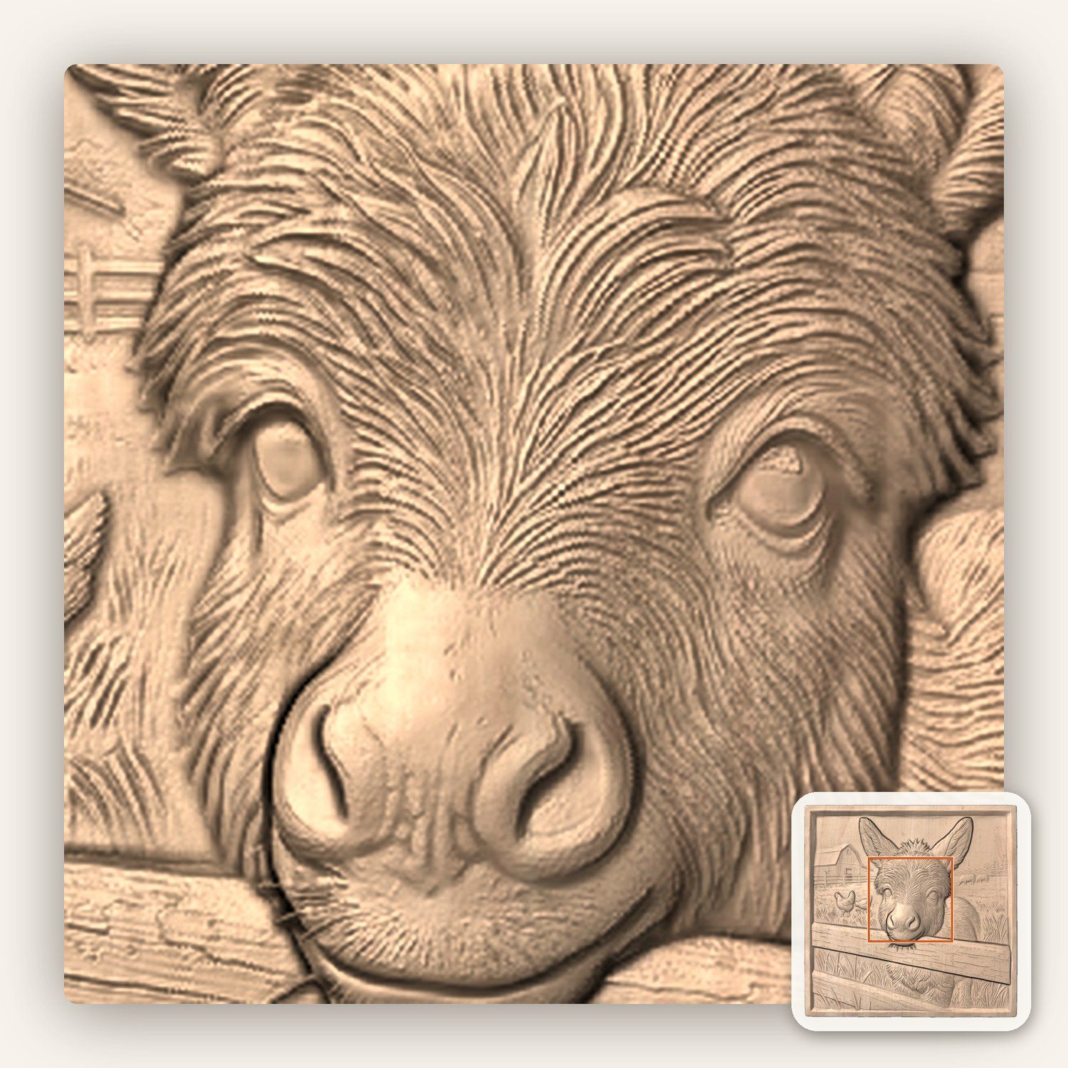 Rustic Farm Donkey CNC Relief STL bas-relief STL — view 7