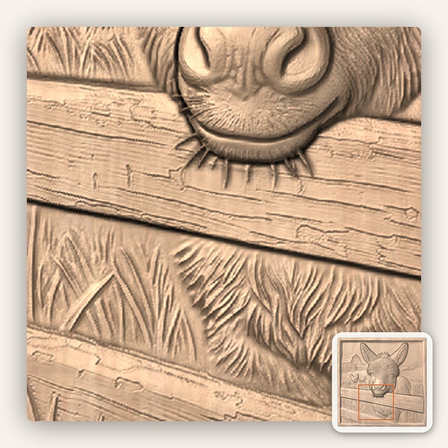Rustic Farm Donkey CNC Relief STL bas-relief STL — view 8