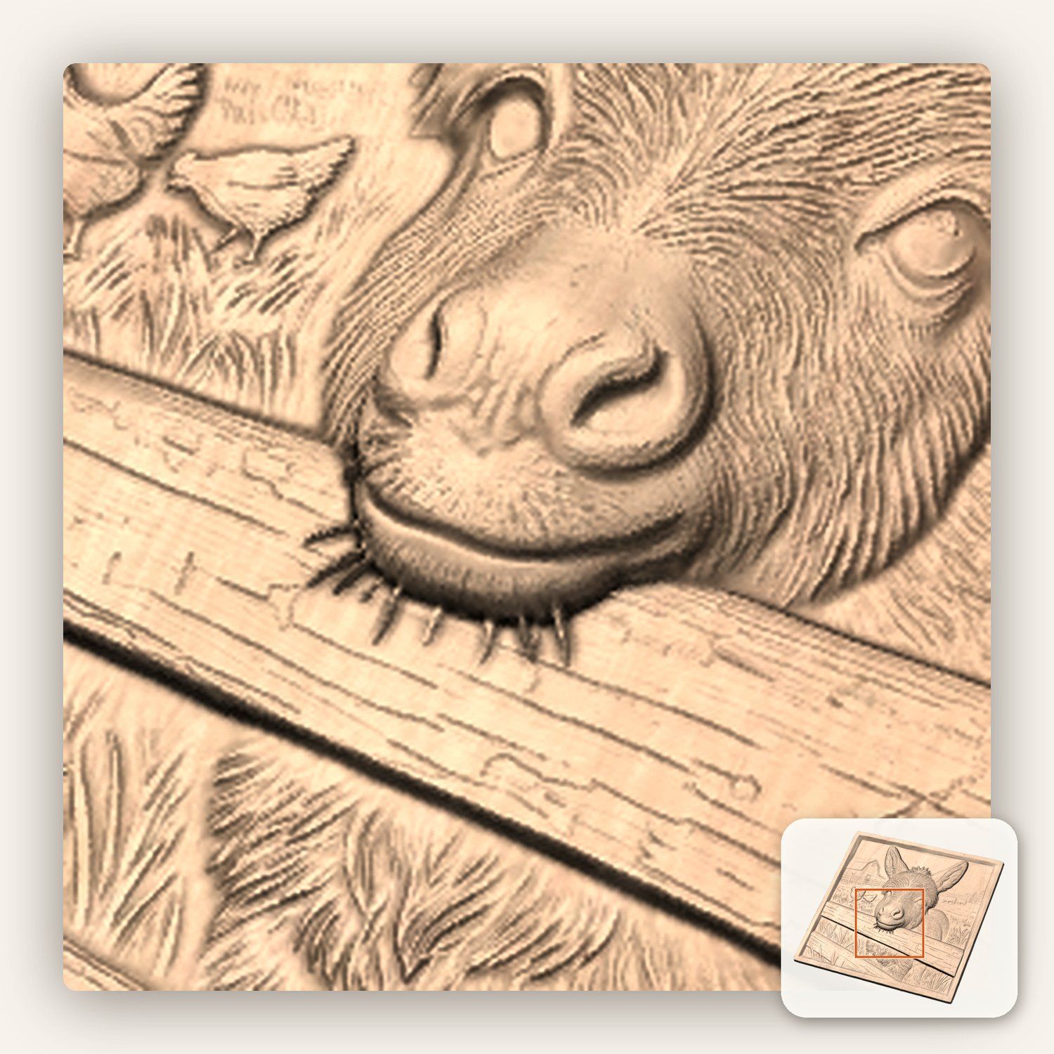 Rustic Farm Donkey CNC Relief STL bas-relief STL — view 9