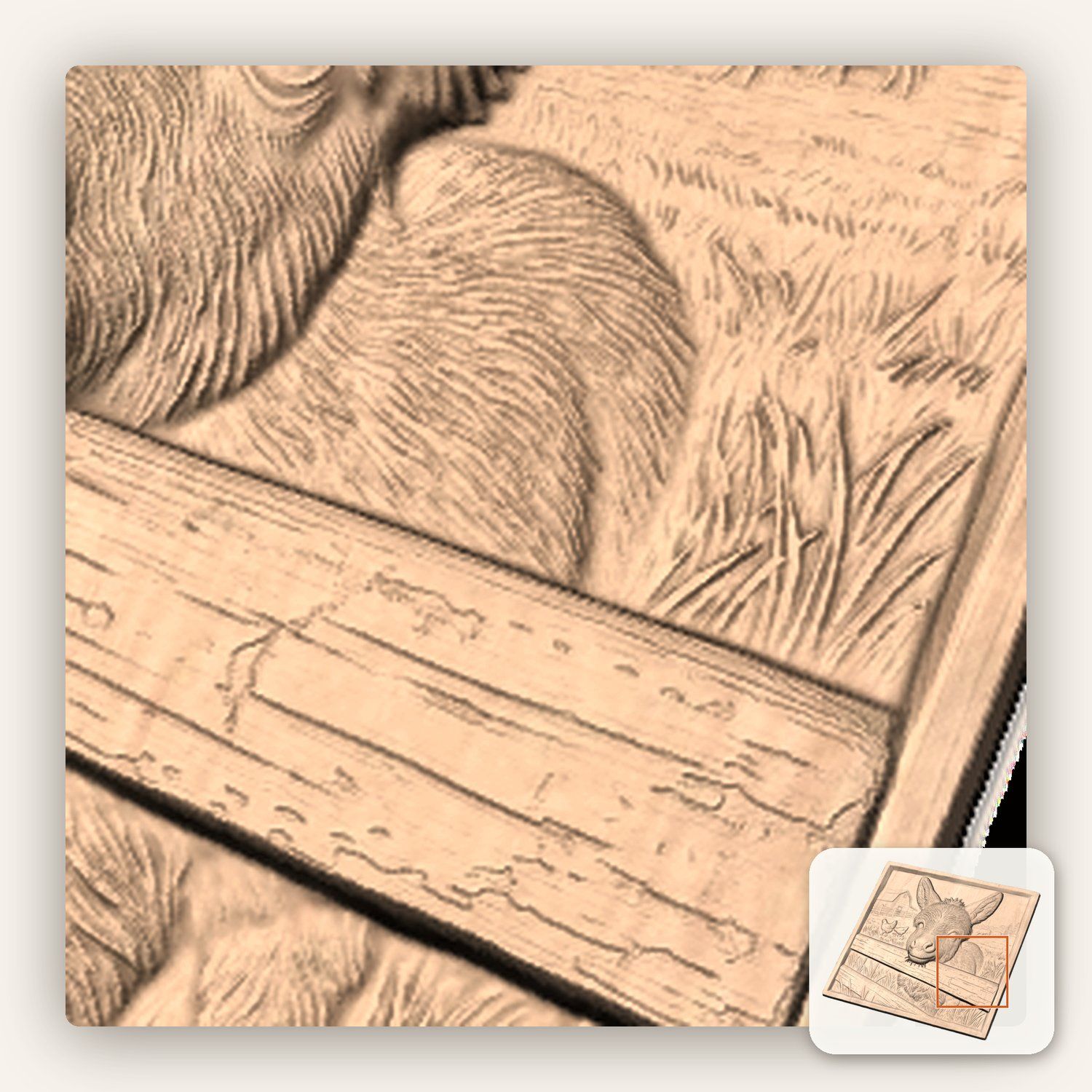 Rustic Farm Donkey CNC Relief STL bas-relief STL — view 10