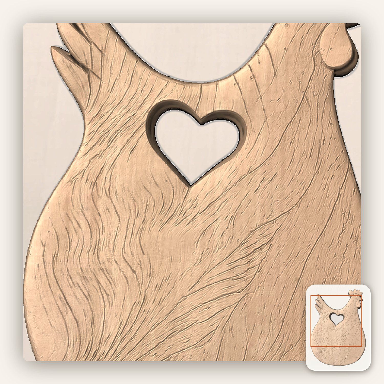 Rustic Farmhouse Hen Heart CNC Relief STL bas-relief STL — view 6