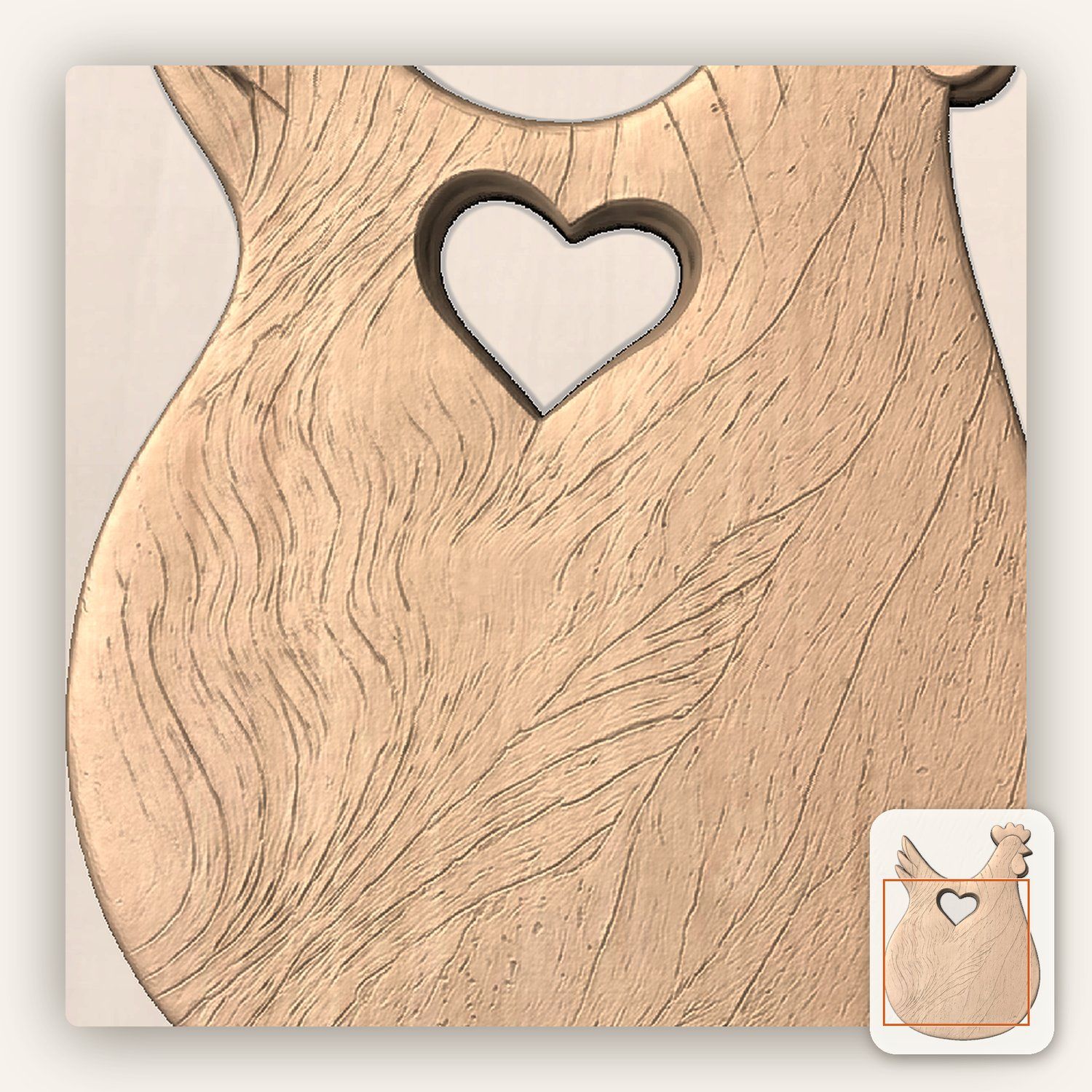 Rustic Farmhouse Hen Heart CNC Relief STL bas-relief STL — view 7