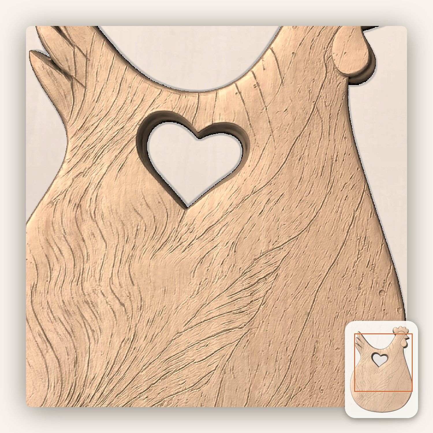Rustic Farmhouse Hen Heart CNC Relief STL bas-relief STL — view 8