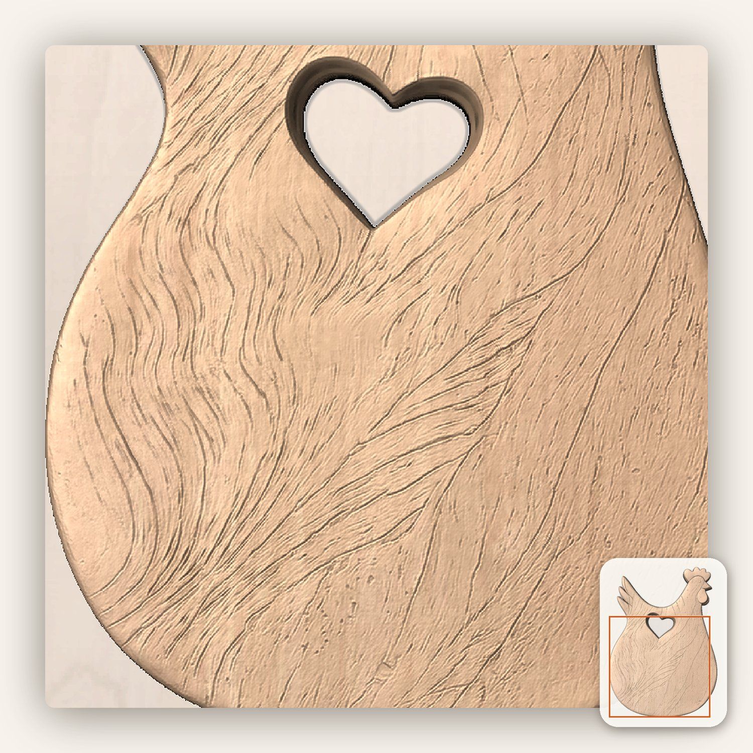 Rustic Farmhouse Hen Heart CNC Relief STL bas-relief STL — view 9