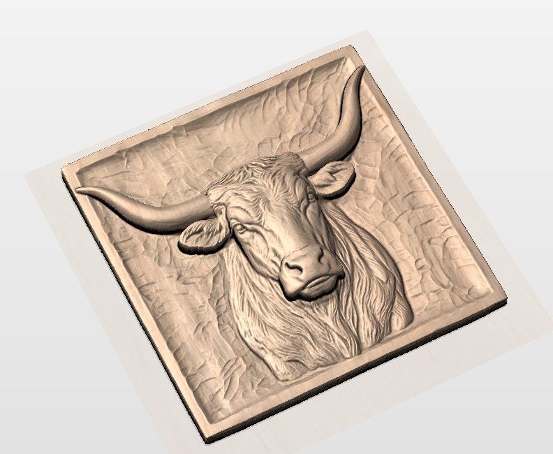Rustic Highland Bull Wall Art Panel bas-relief STL — view 10