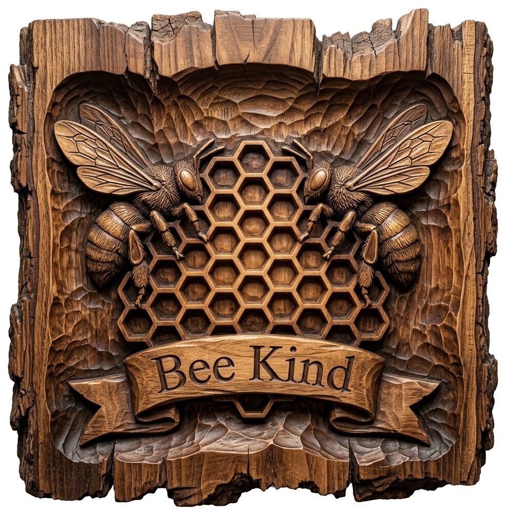 Rustic Honey Bee Honeycomb Wall Decor CNC Relief STL bas-relief STL — view 13