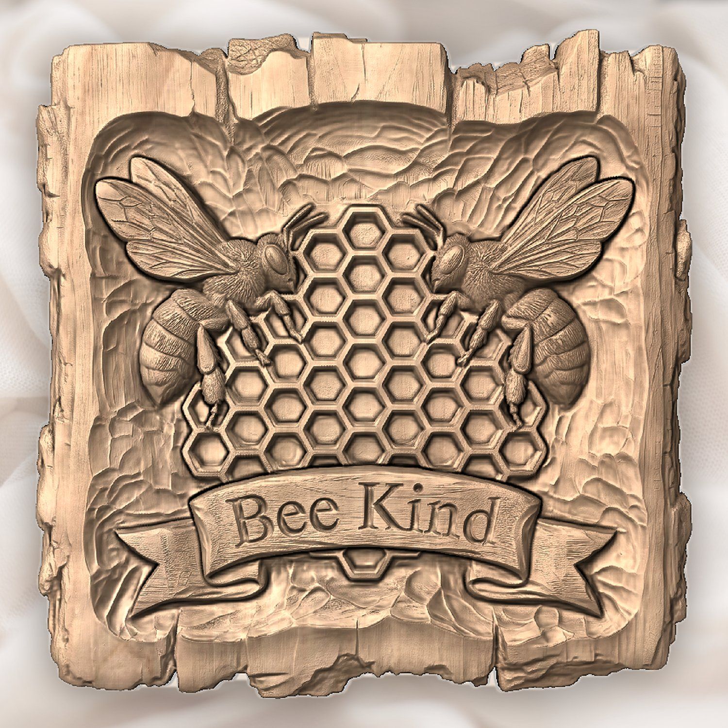 Rustic Honey Bee Honeycomb Wall Decor CNC Relief STL bas-relief STL — view 4