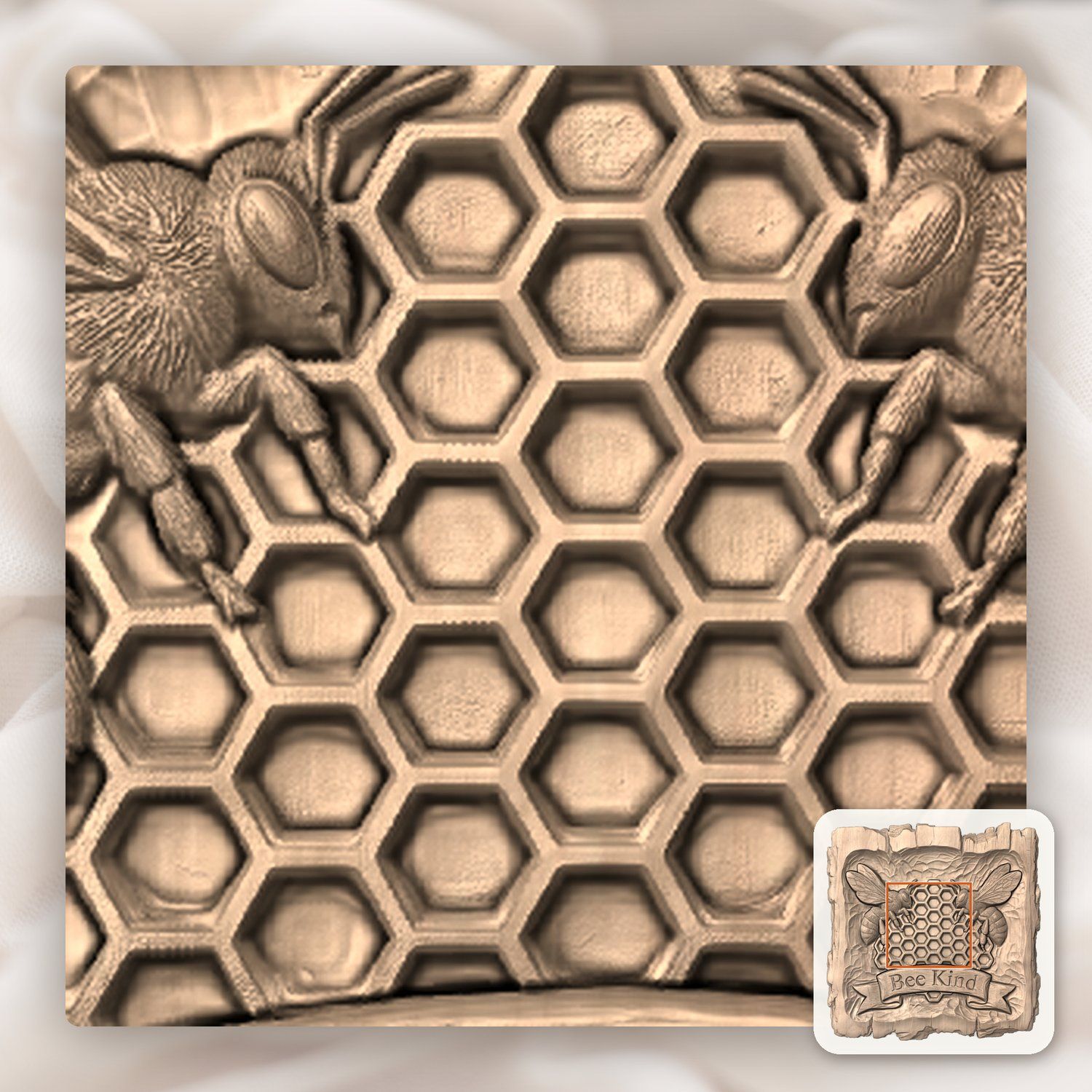 Rustic Honey Bee Honeycomb Wall Decor CNC Relief STL bas-relief STL — view 7