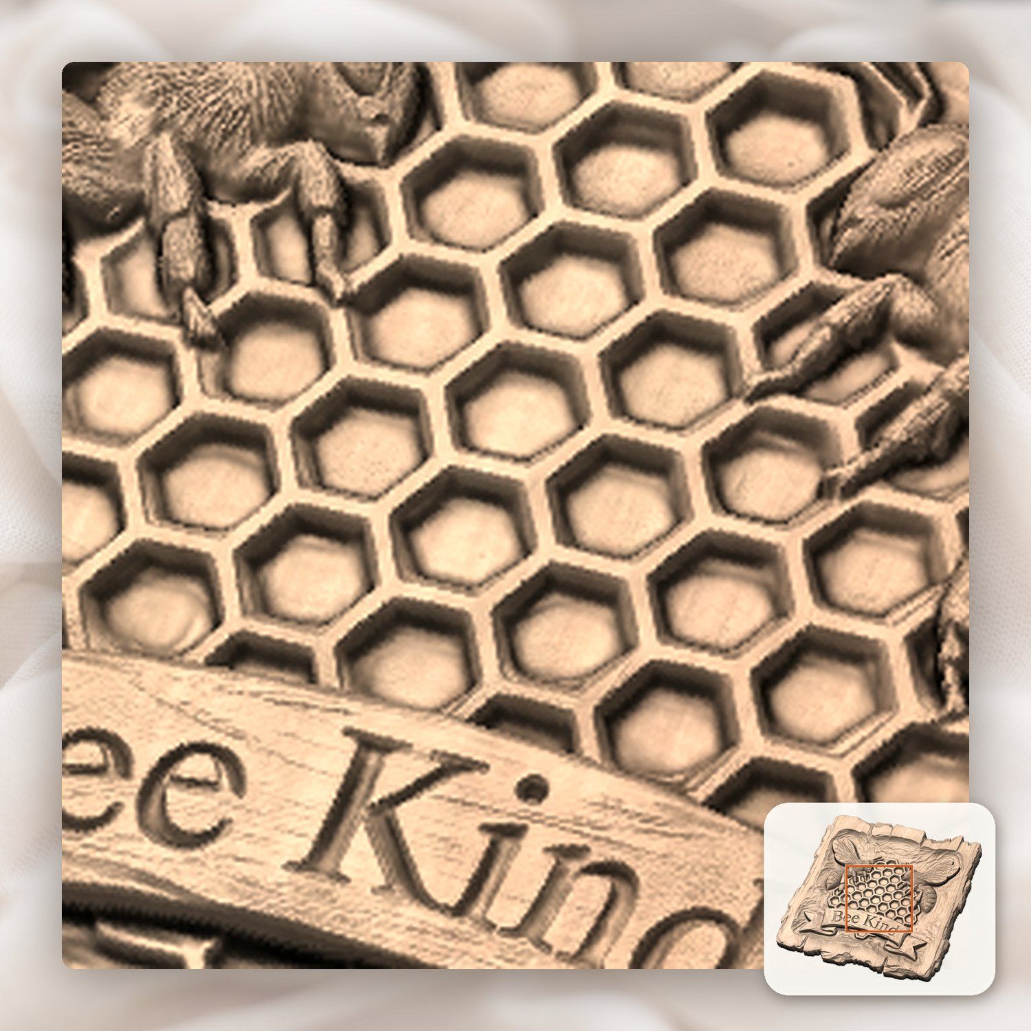 Rustic Honey Bee Honeycomb Wall Decor CNC Relief STL bas-relief STL — view 9