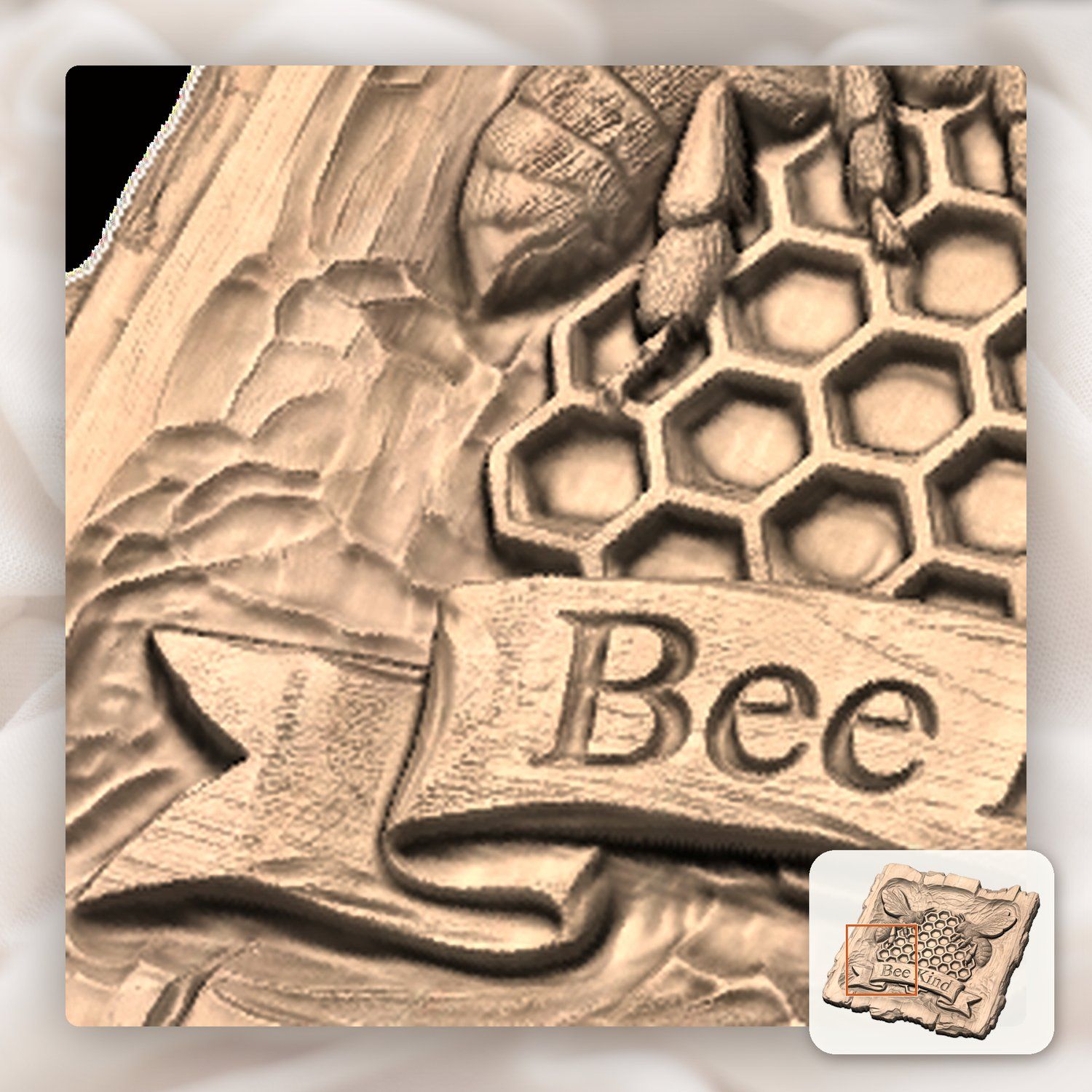 Rustic Honey Bee Honeycomb Wall Decor CNC Relief STL bas-relief STL — view 10