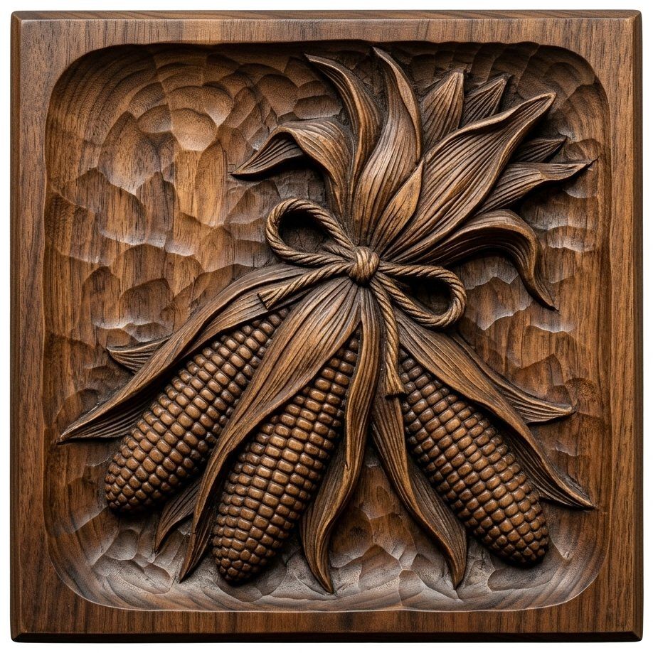 Rustic Indian Corn Harvest Bundle CNC Relief STL bas-relief STL — view 12