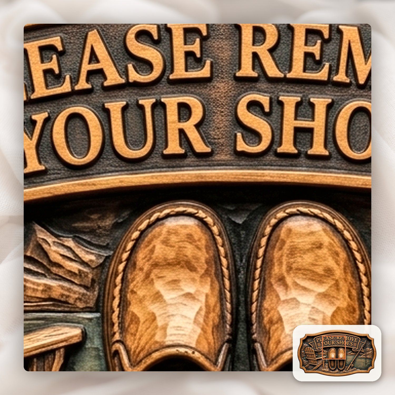 Rustic Lake House Remove Your Shoes Sign CNC Relief STL bas-relief STL — view 12