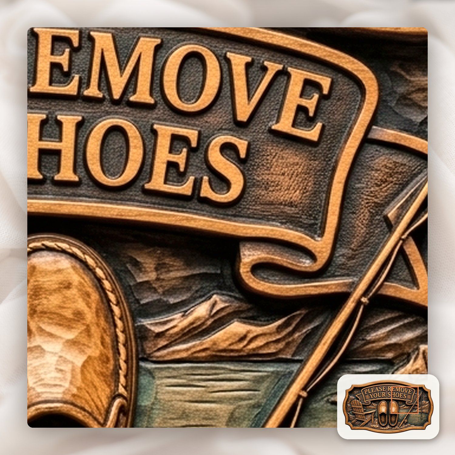 Rustic Lake House Remove Your Shoes Sign CNC Relief STL bas-relief STL — view 13