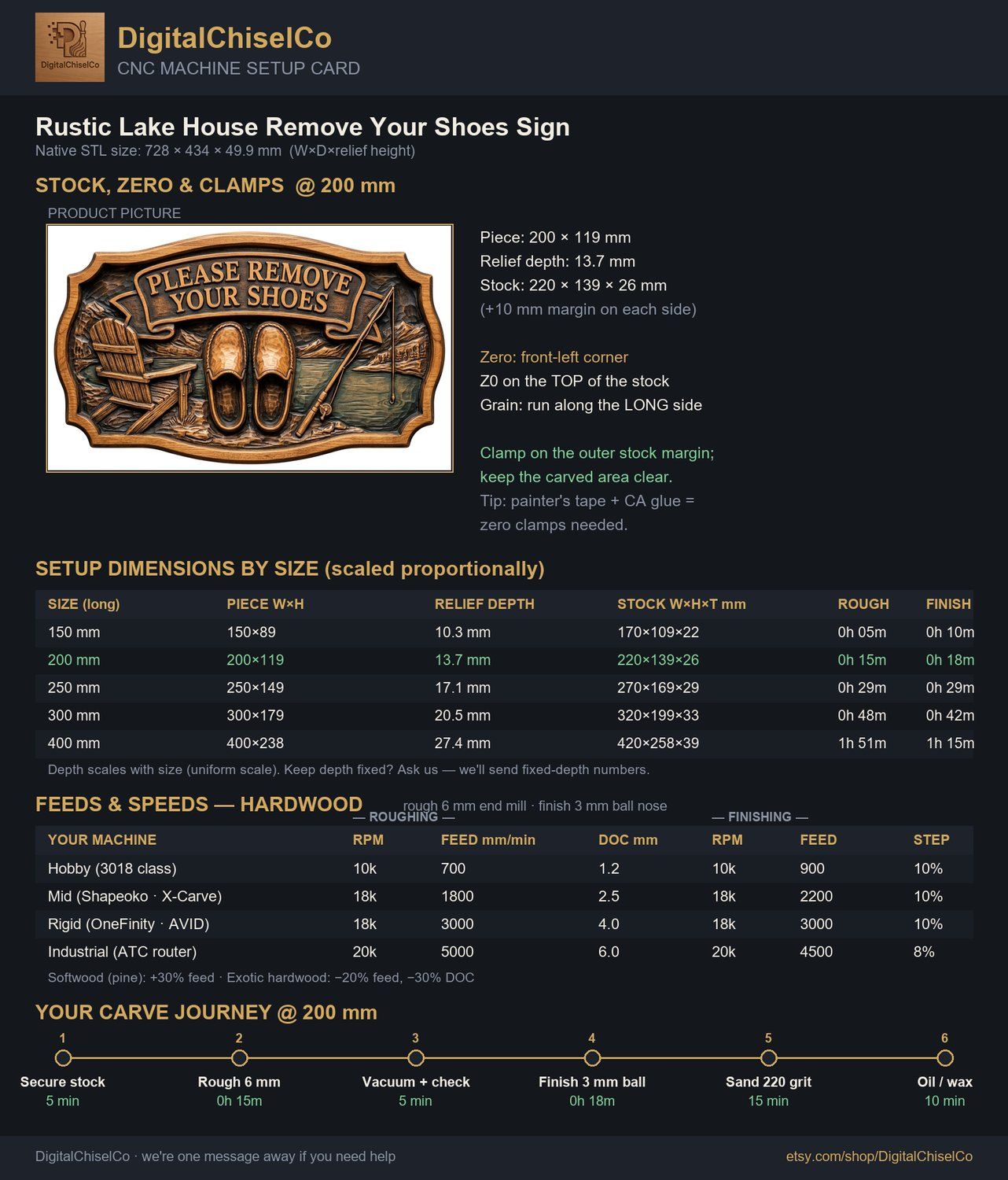 Rustic Lake House Remove Your Shoes Sign CNC Relief STL bas-relief STL — view 2