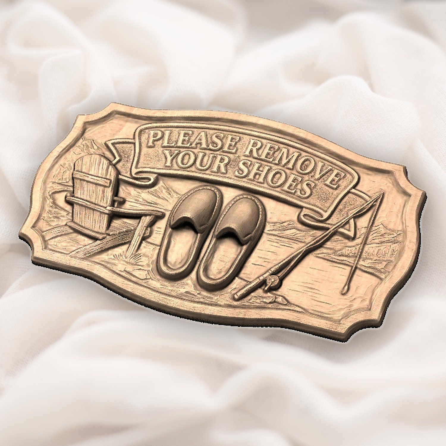 Rustic Lake House Remove Your Shoes Sign CNC Relief STL bas-relief STL — view 6