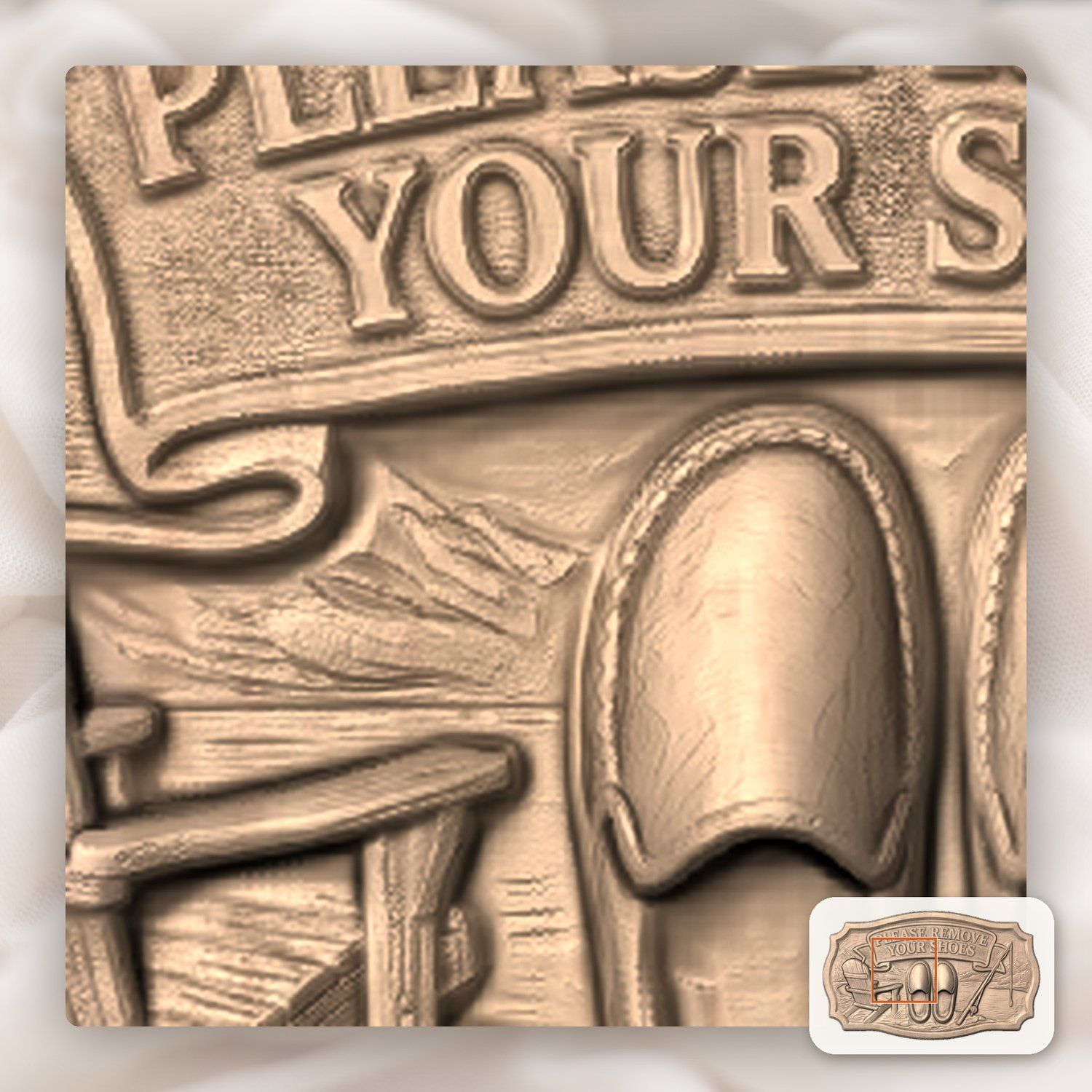 Rustic Lake House Remove Your Shoes Sign CNC Relief STL bas-relief STL — view 8