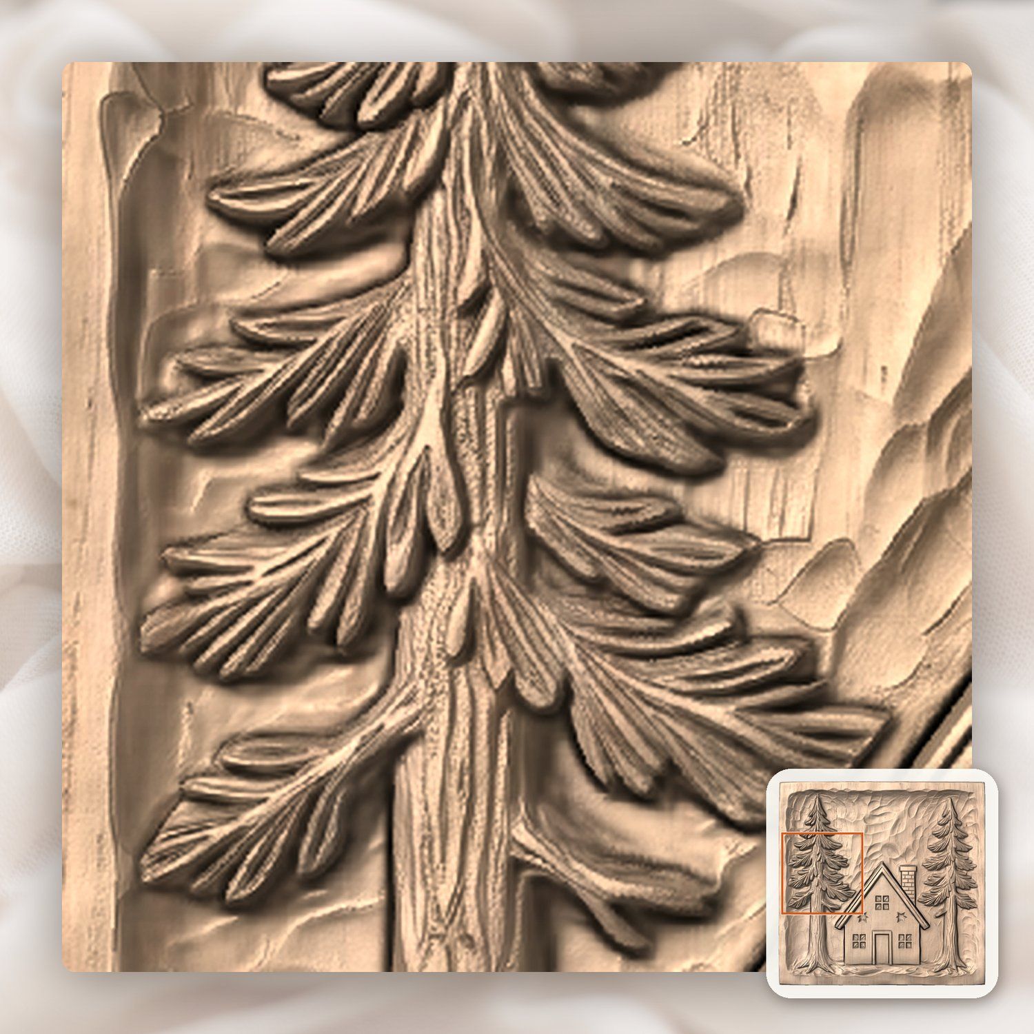 Rustic Pine Forest Cabin Scene CNC Relief STL bas-relief STL — view 8