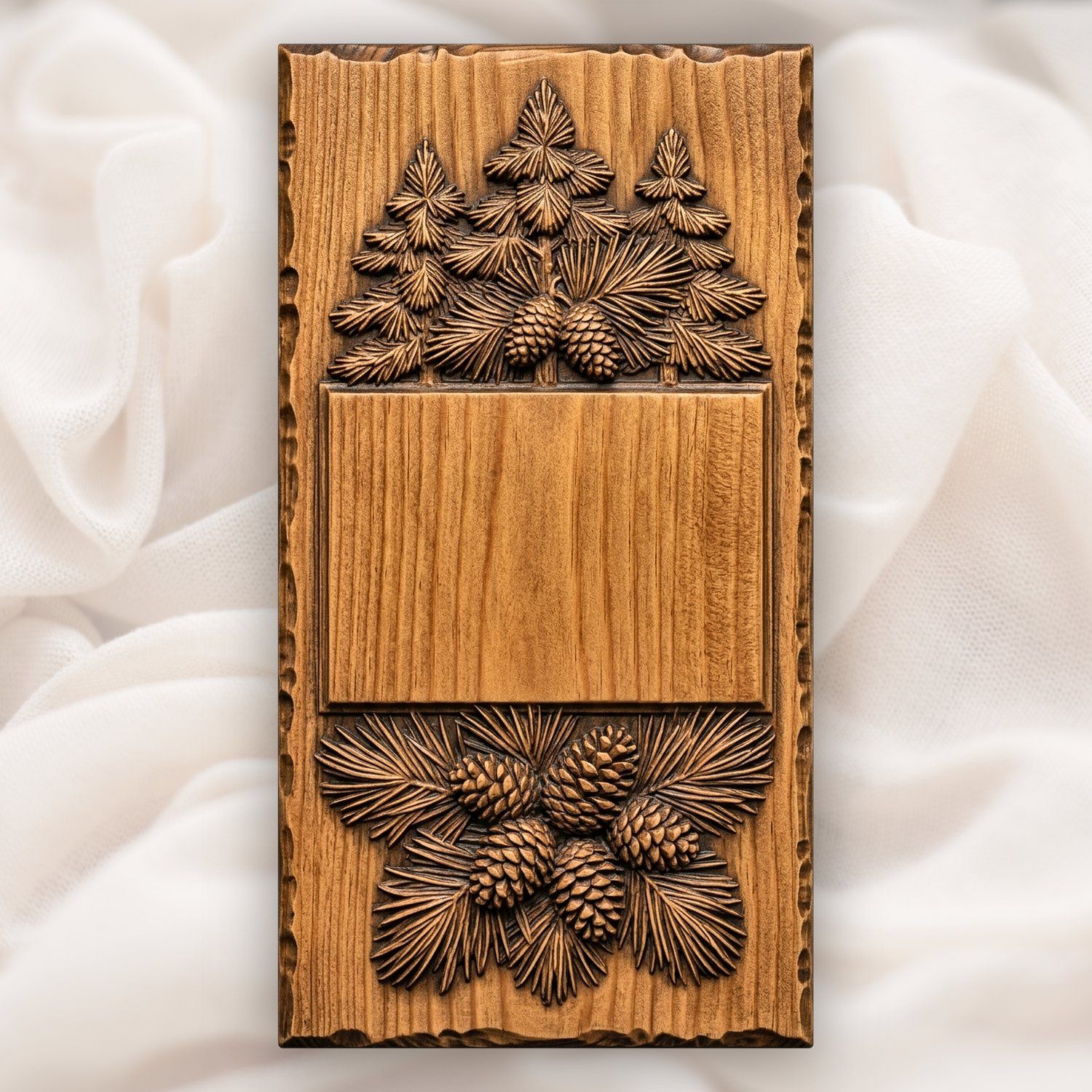 Rustic Pine Tree Doorbell Backing Plate CNC Relief STL bas-relief STL — view 9