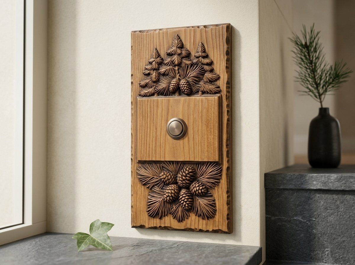 Rustic Pine Tree Doorbell Backing Plate CNC Relief STL bas-relief STL — view 10